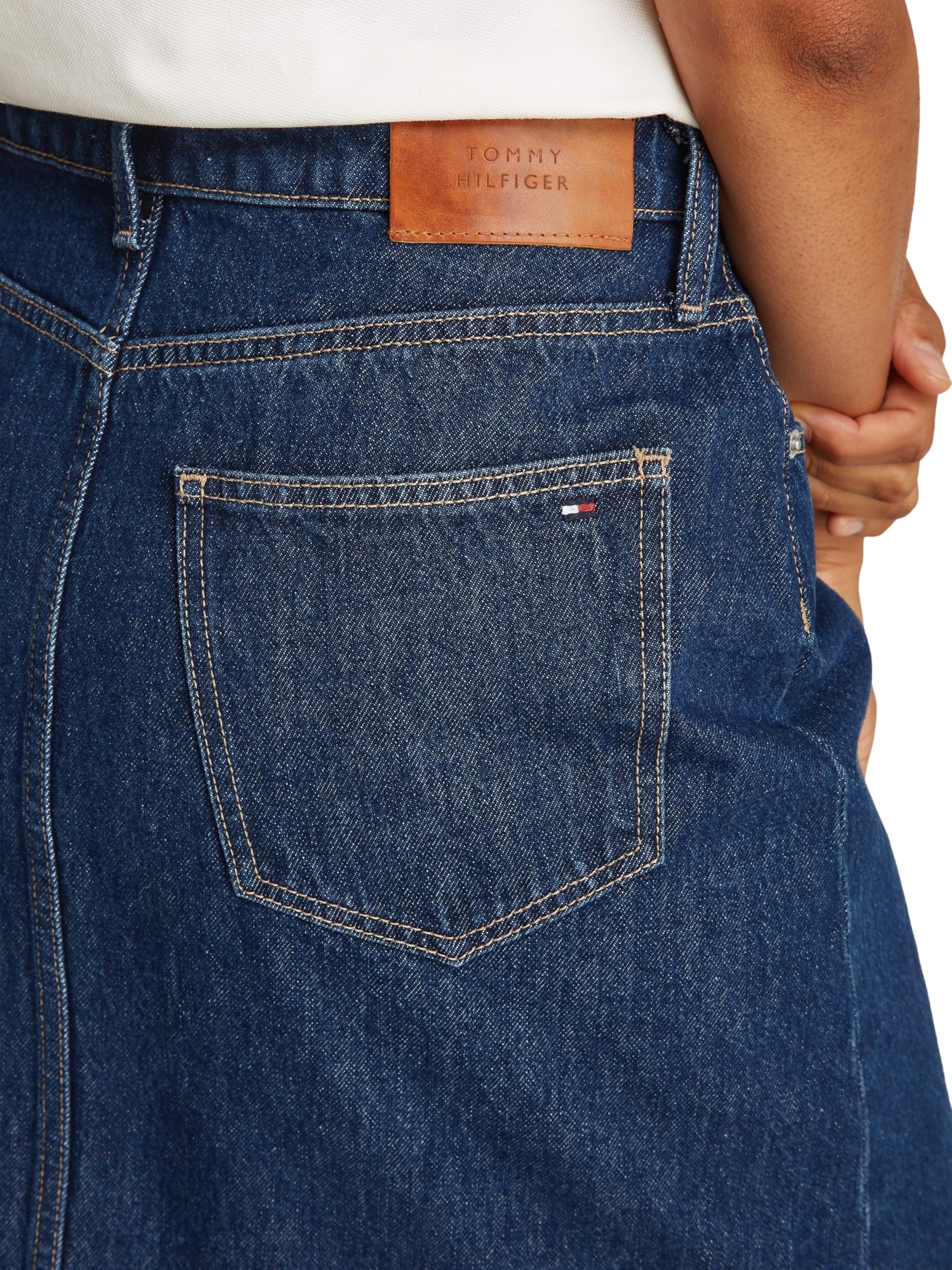 Tommy Hilfiger Damen Jeansrock Straight Ace Knielang