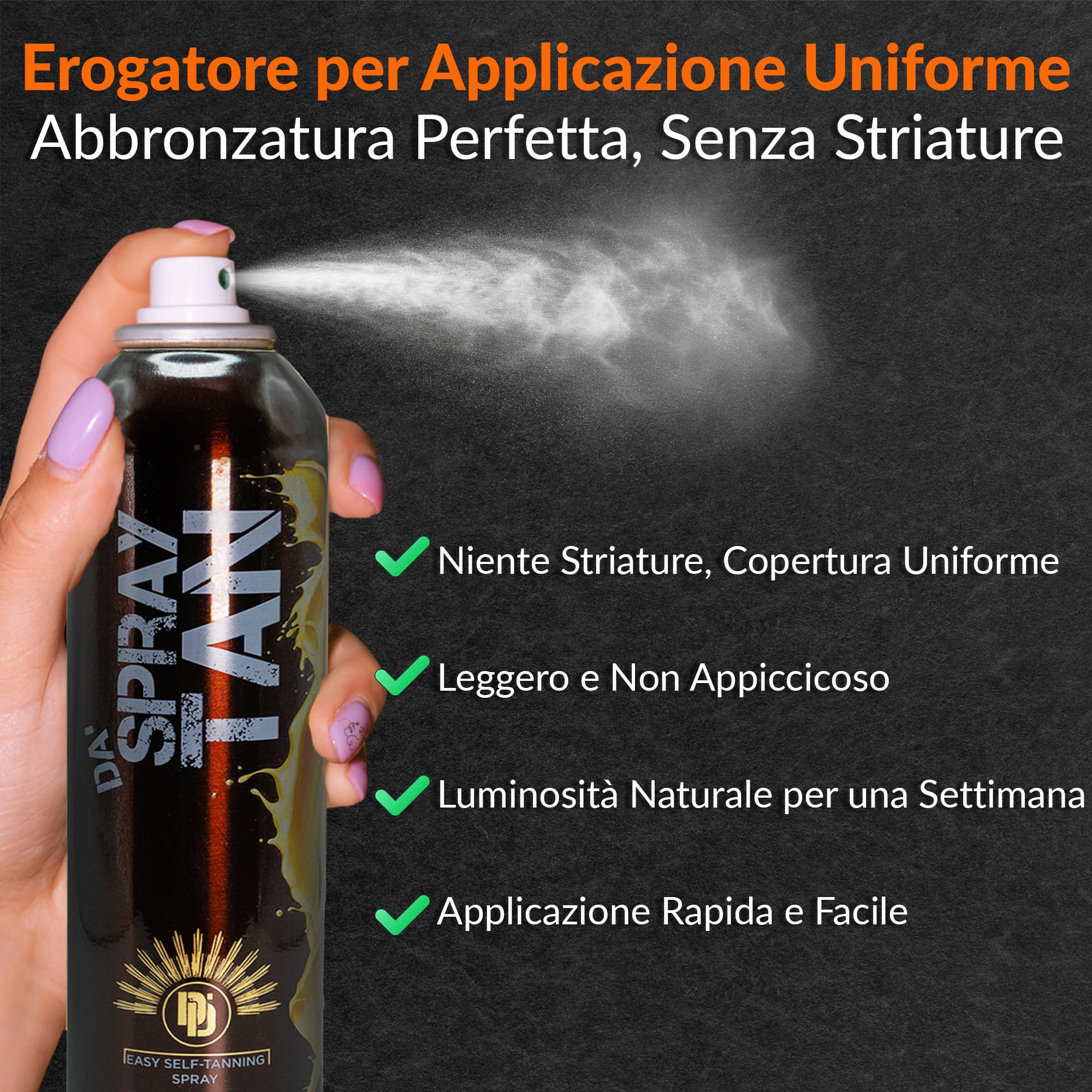 Da'Dude Da Spray Tan – Autoabbronzante Viso e Corpo, Abbronzatura Naturale, Spray a Rapida Asciugatura, Non Macchia, 200 ml