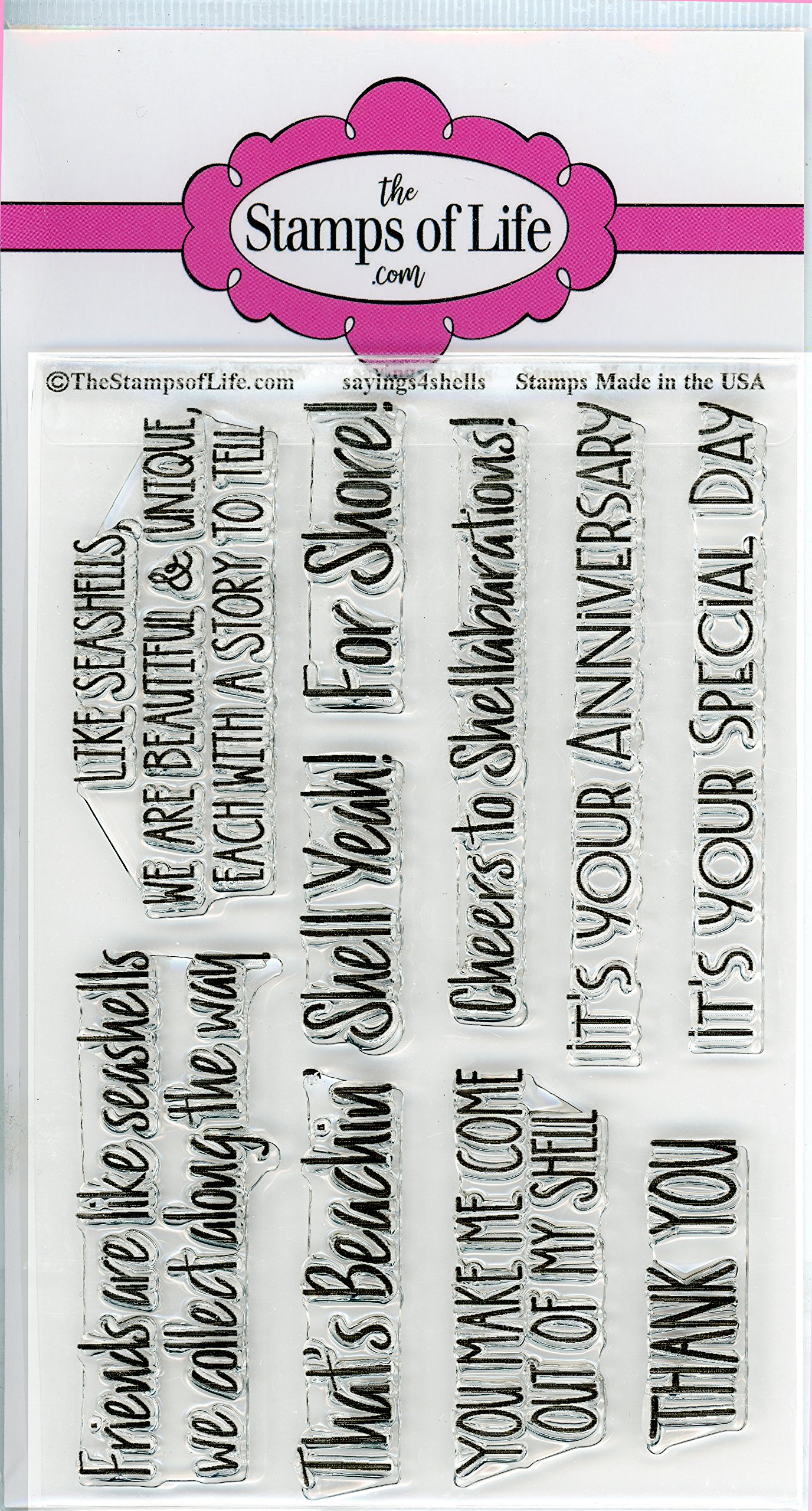 Sea Shell Sentiments Beach Vacation Stamps for Card-Making and Scrapbooking Supplies by The Stamps of Life - Sayings4Shells