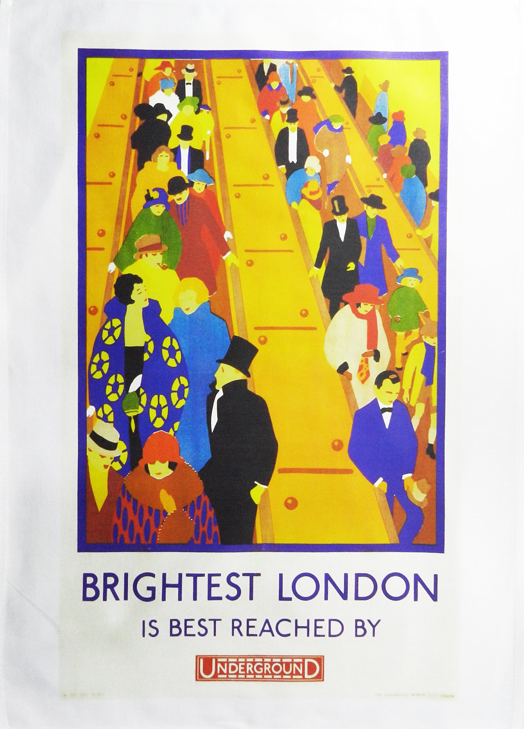 Half a Donkey Brightest London - Retro Style Travel Poster Large Cotton Tea Towel