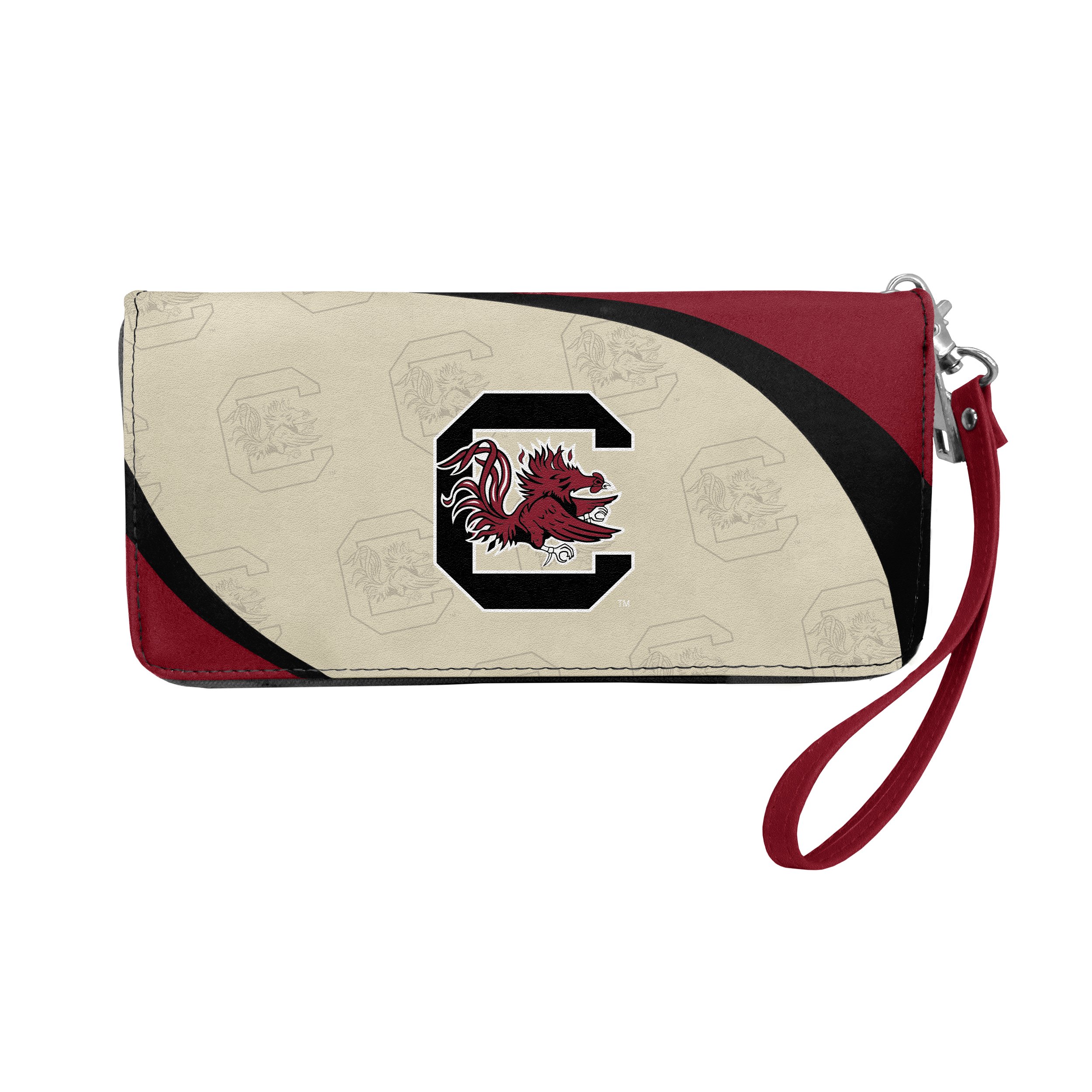 Littlearth Womens NCAA South Carolina Fighting Gamecocks Curve Zip Organizer Wallet, Team Color, 8" x 4" x 1"