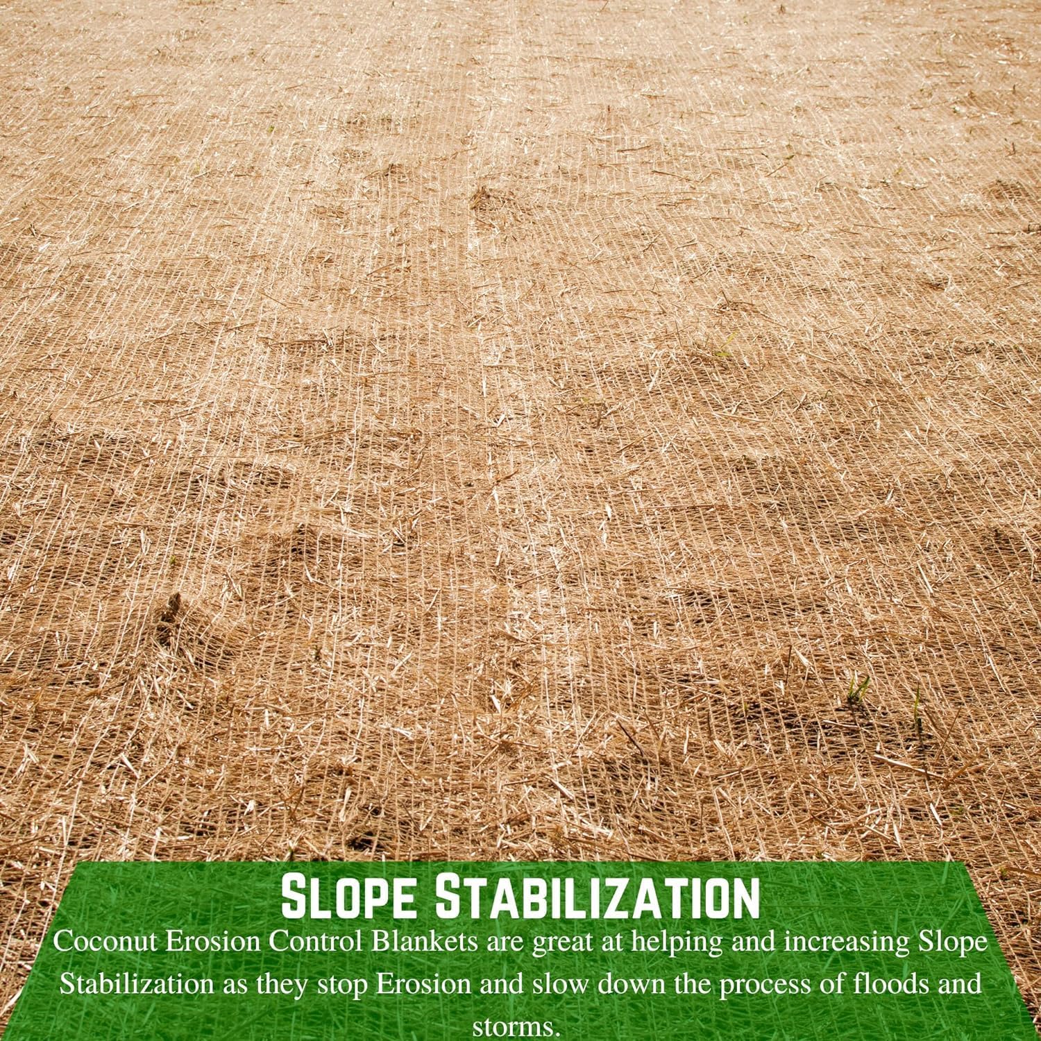 Farm Plastic Supply - Erosion Control Blanket - Coconut Garden and Landscape Cover, Erosion Control Blanket, Coconut Blanket, Erosion Control, Mulch, Slope Stabilizer (3' x 112.5')