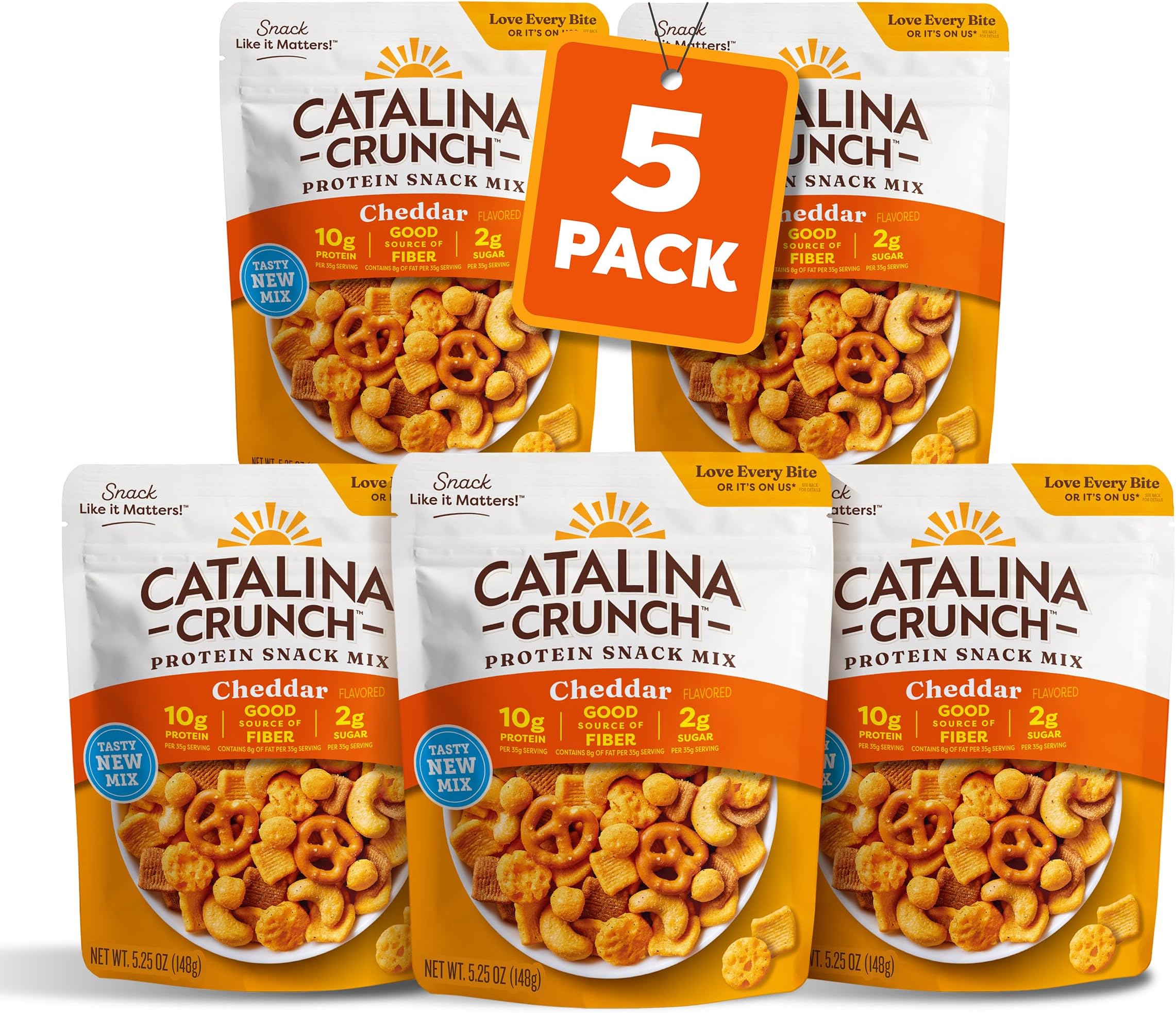 Catalina Crunch Cheddar Protein Blend Snack Mix | Low Carb Snacks, Keto, Pack of 5