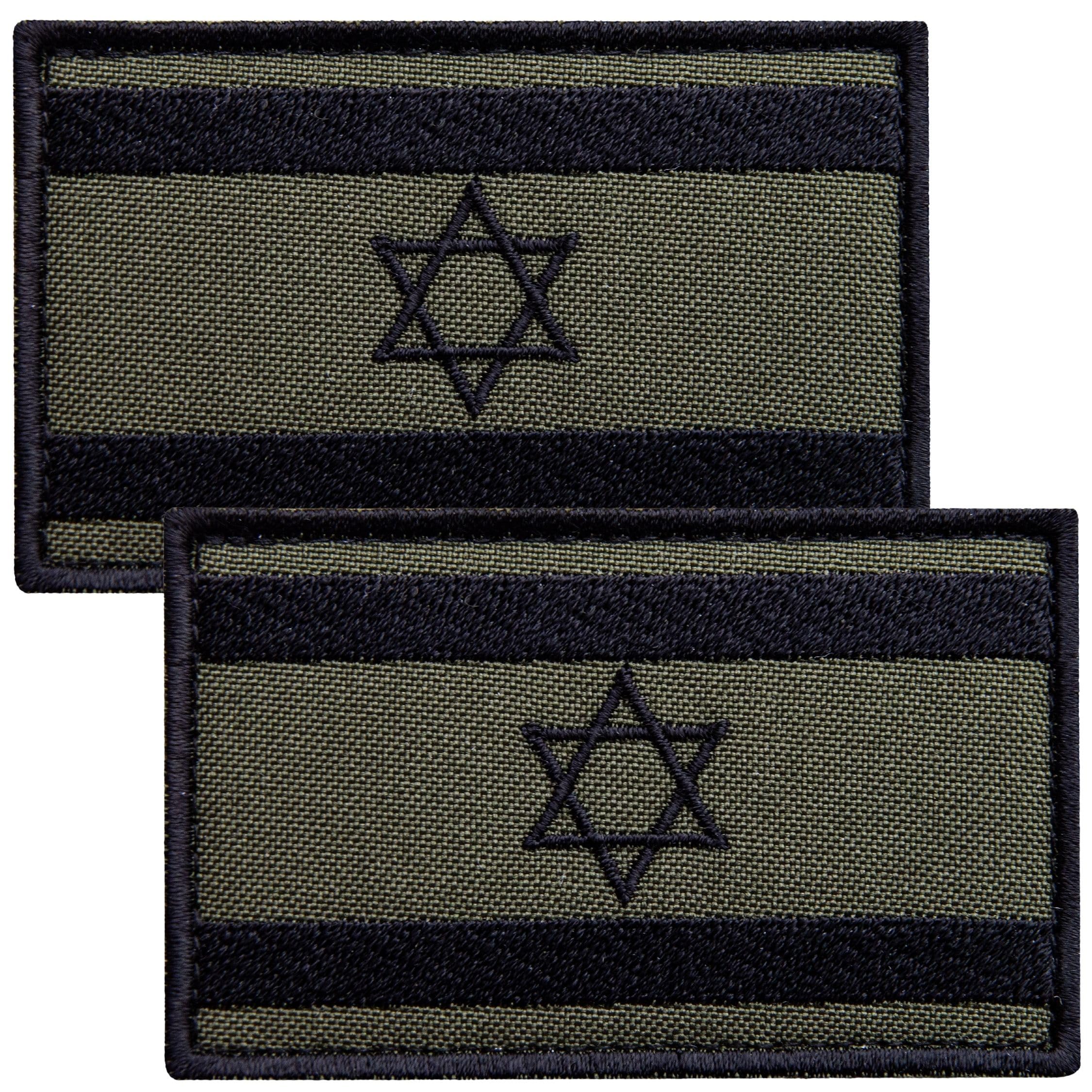2Pcs Israel Flag Patch Set, Embroidered Israeli Flag, Morale Military Tactical Patch for Jacket, Tactical Backpack, Hook and Loop Fastener, Israel Patch with Sew on Opt, Olive Drab
