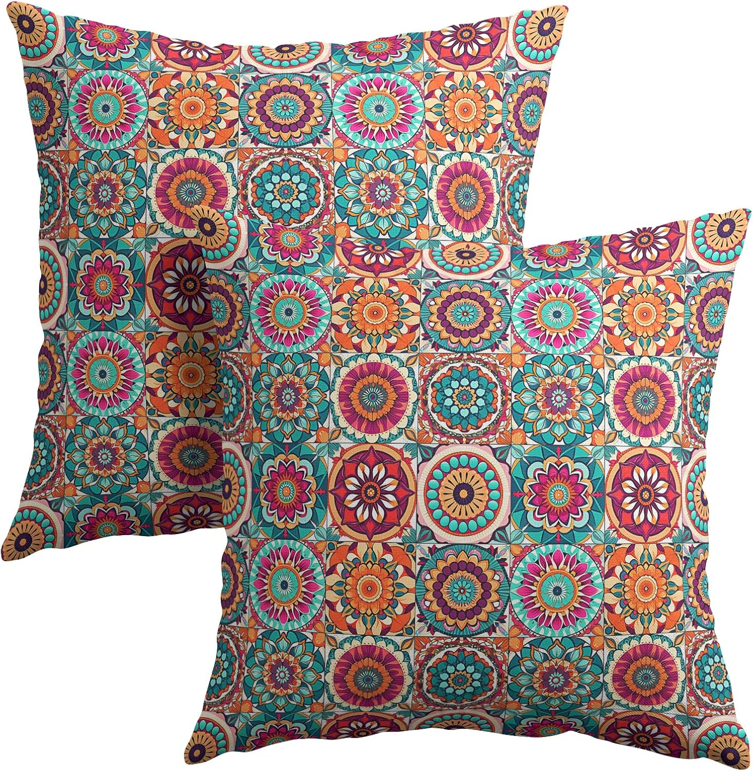 Granbey Boho Floral Throw Pillow Covers Bohemian Pillow