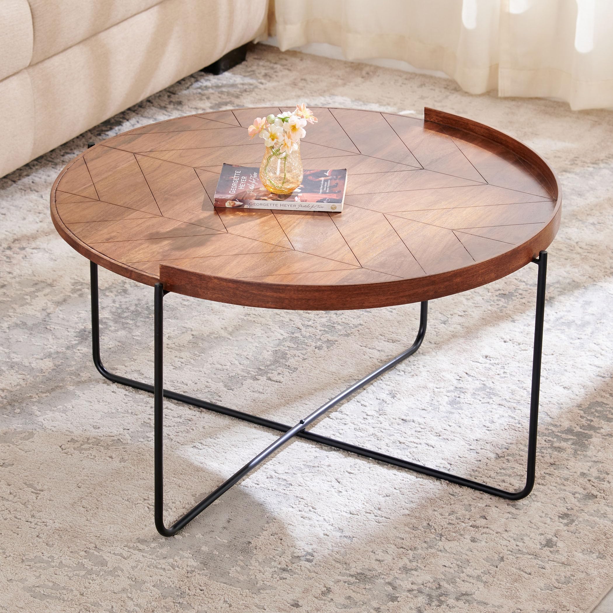 Home Centre Helios Troy Mango Wood Coffee Table - Brown-image-46