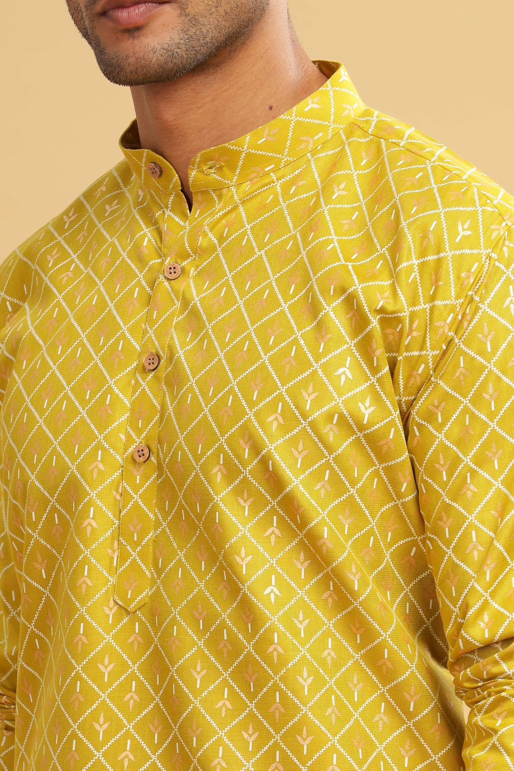 Be Active Men's Cotton Regular Kurta (C-399-2_Green-1