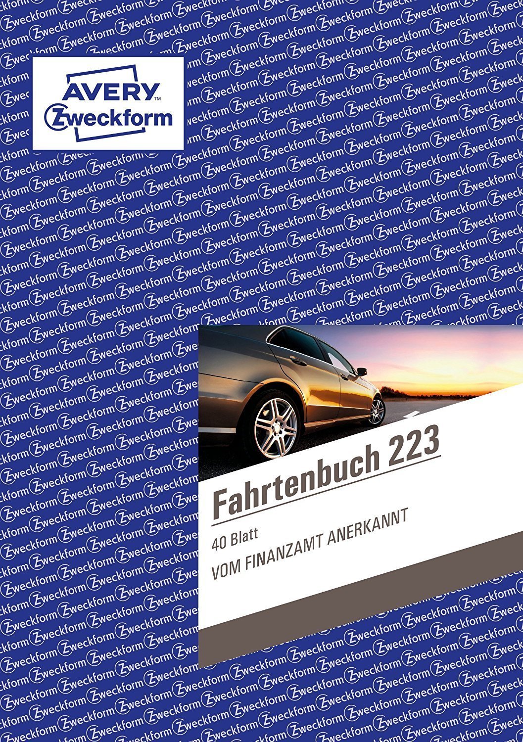 Avery Zweckform 223 Fahrtenbuch für PKW (A5, 40 Blatt) weiß 5 Stück [ WM Fan Set ] inklusive 2 Deutschland-Fahnen für Autospiegel (außen)