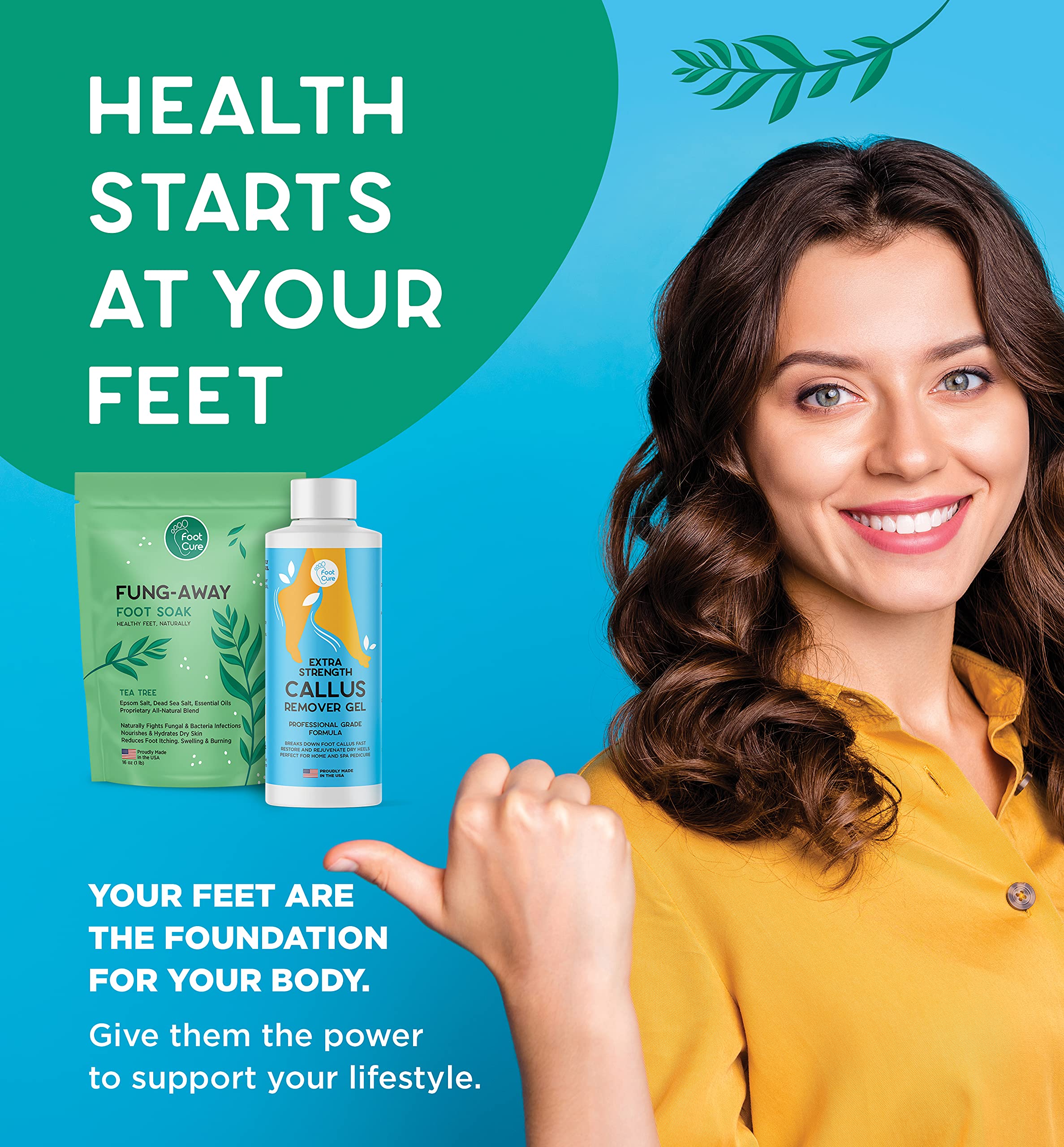 Foot Cure 2 in 1 Pedicure Kit Callus Remover Gel, Tea Tree Oil Foot