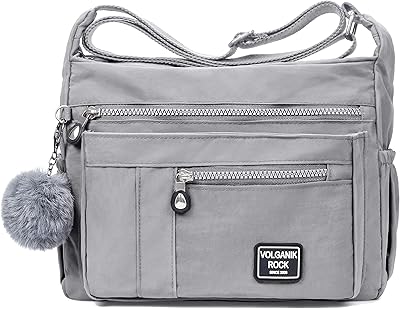 Women Shoulder Handbag RFID Roomy Crossbody Purse Multiple Pockets Bag Ladies Fashion Tote Top Handle Satchel (Silver Grey)