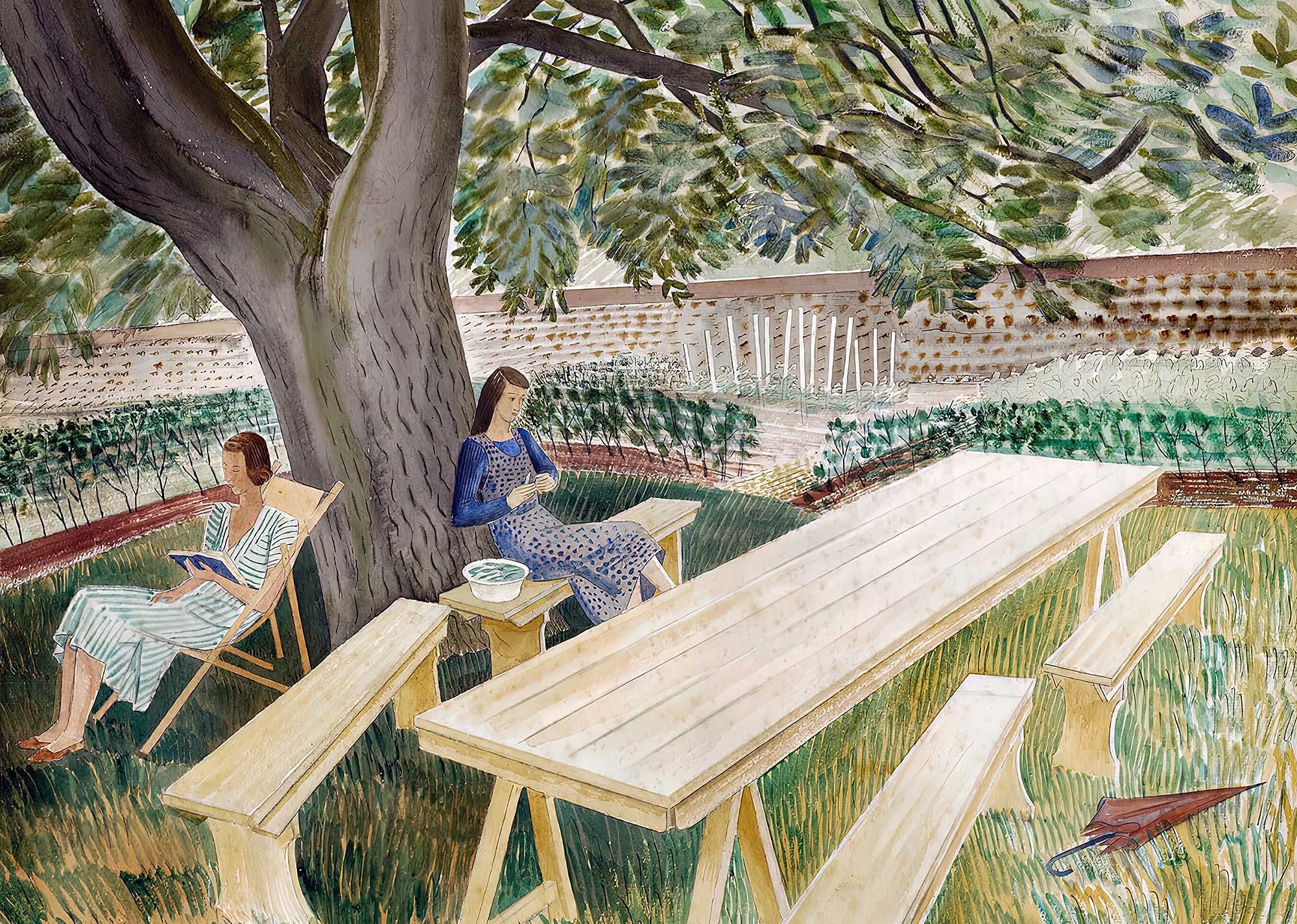 Rather Good Art Eric Ravilious Prints: ‘Two Women in a Garden’. Printed on 350gm Invercote card stock. All materials are FSC approved.