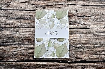 Partecipazioni Matrimonio Personalizzabili In Stile Greenery, 10 Pezzi Con Invito E Fascetta, Carta Kraft, Pocketfold Fai Da Te