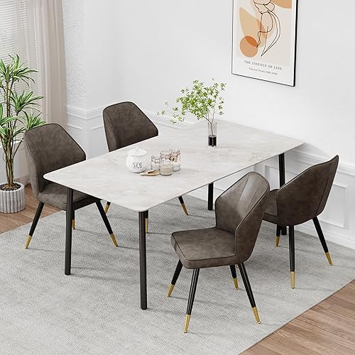 Miniatura 8 de Andeworld Juego de 2 sillas de comedor tapizadas, sillas decorativas modernas de mediados de siglo, silla auxiliar de ocio sin brazos de piel