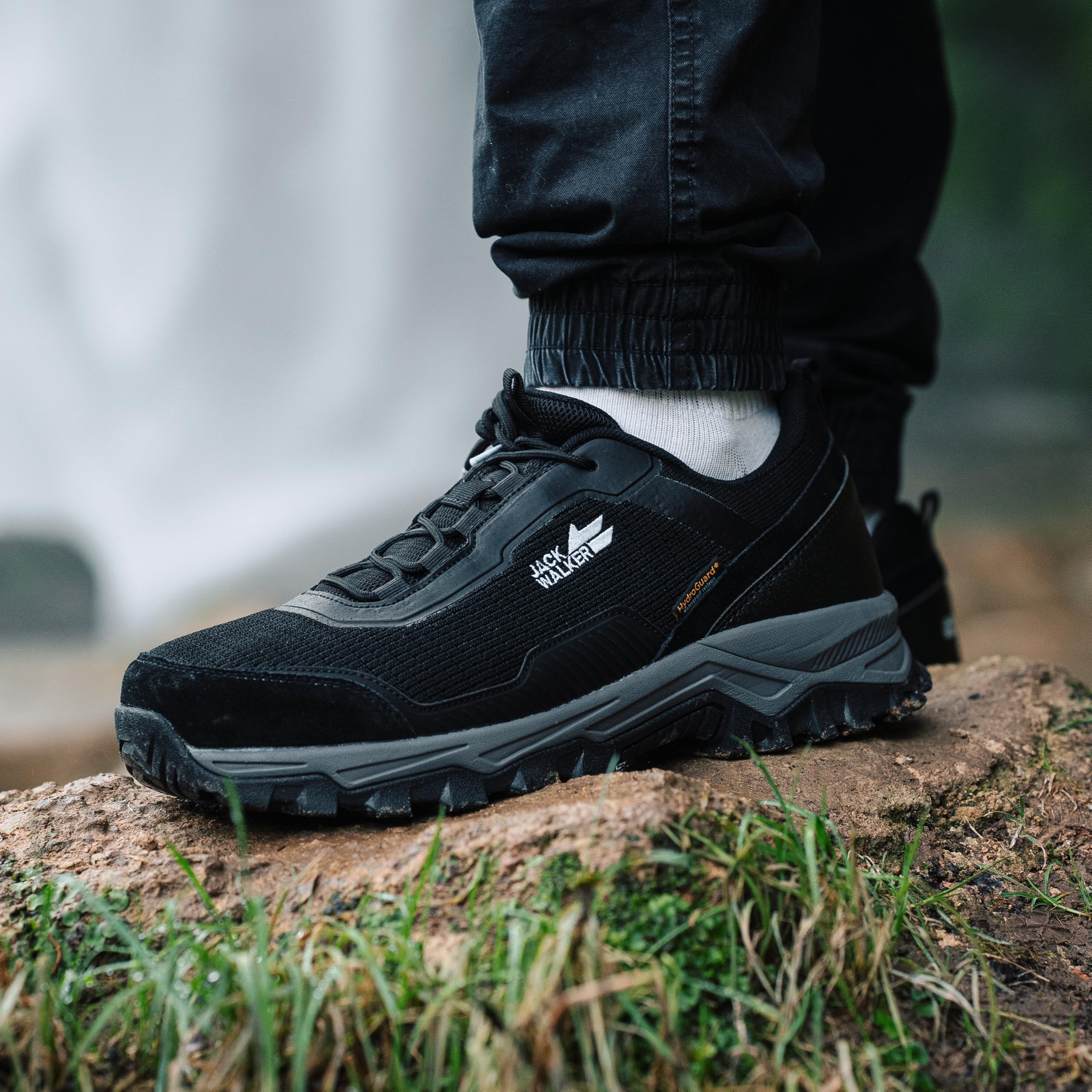 Jack Walker Zapatillas de senderismo para hombre, piel de ante auténtica con plantillas de espuma viscoelástica, impermeables Hydroguard, zapatos ligeros para senderismo y senderismo, calzado ideal