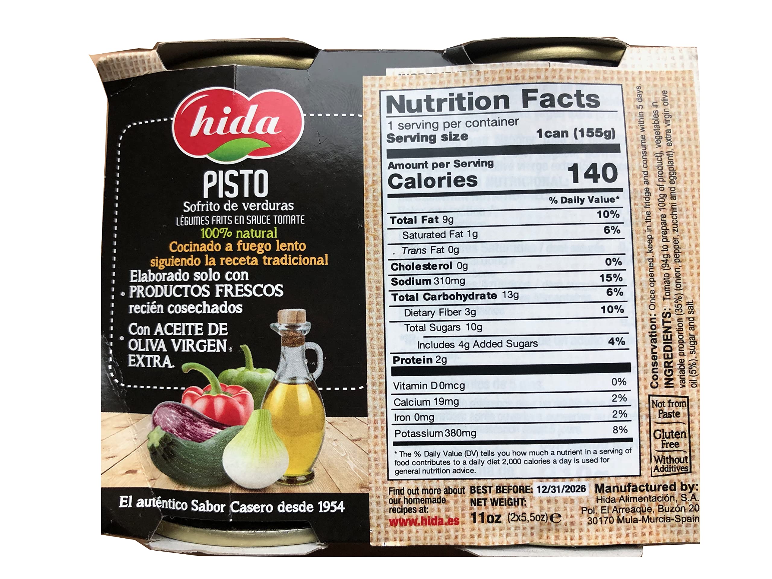Salsa de tomate frito casera. Paquete de 2 latas de 155 g (5,5 oz) de Hida