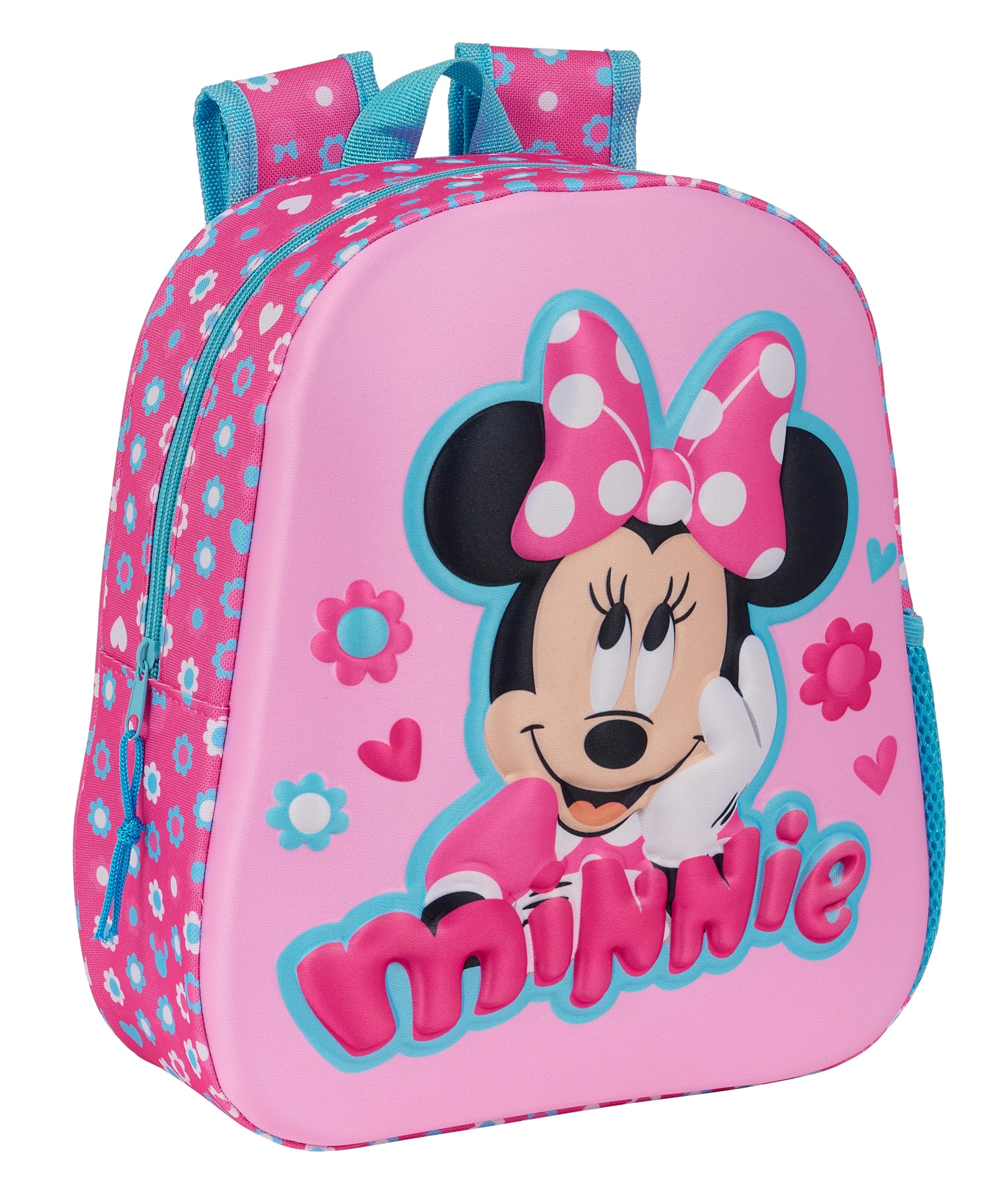 Safta MINNIE MOUSE - Mochila Escolar, con Diseño 3D, Adaptable a Carro, Ideal para Niños de Diferentes Edades, Cómoda y Versátil, Calidad y Resistencia, 27x10x33 cm, Color Rosa
