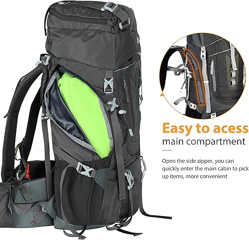 Miniatura 4 de Ubon Mochila de senderismo con marco interno de 5060 L, mochila de camping para hombres y mujeres con cubierta de lluvia