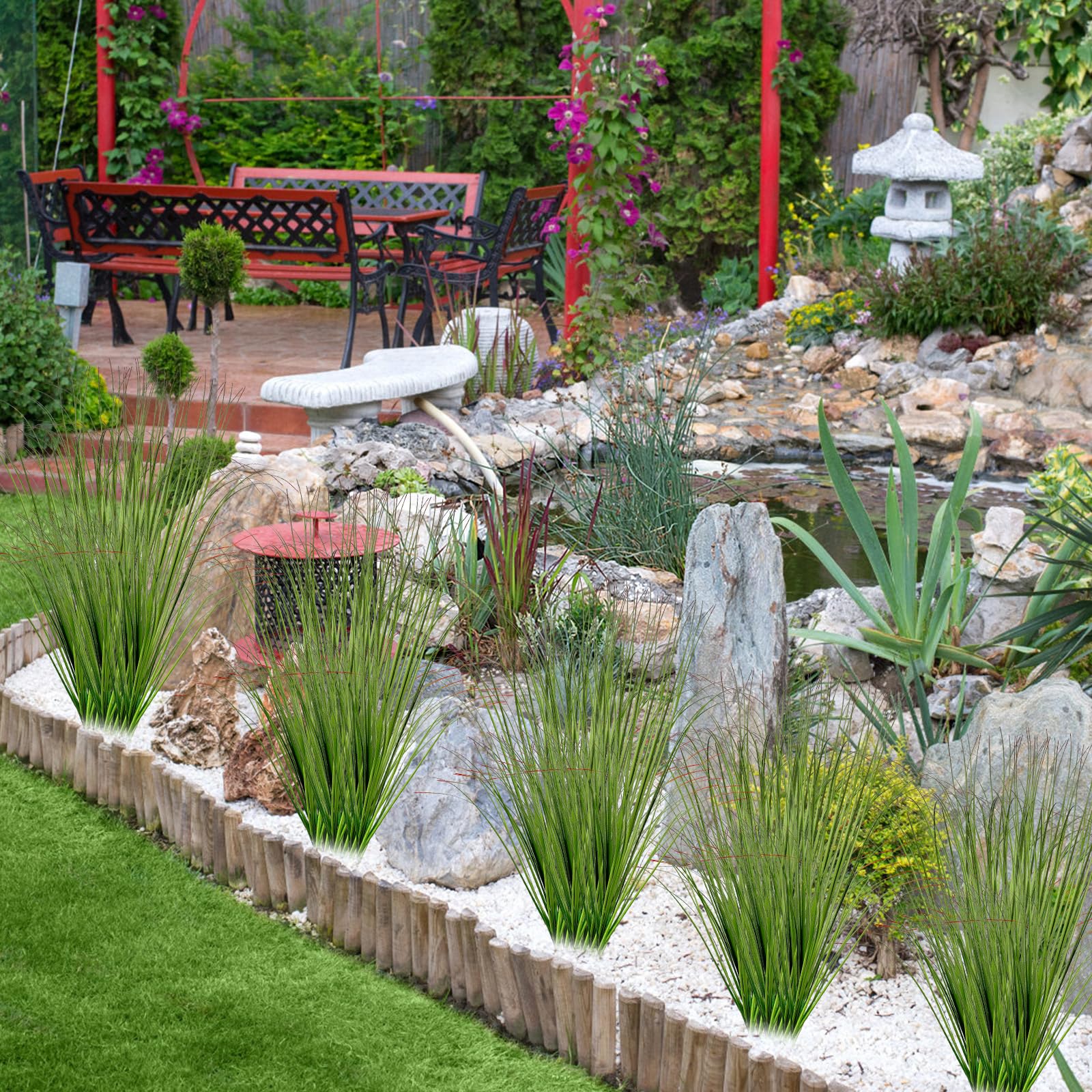 16 PZ Pianta Finta Esterno Artificiali, Pianta di Erba di Grano Artificiale Artificiali di Plastica Falsa Arbusti Verdi per Matrimonio Finestra Giardino Decorazione Esterna