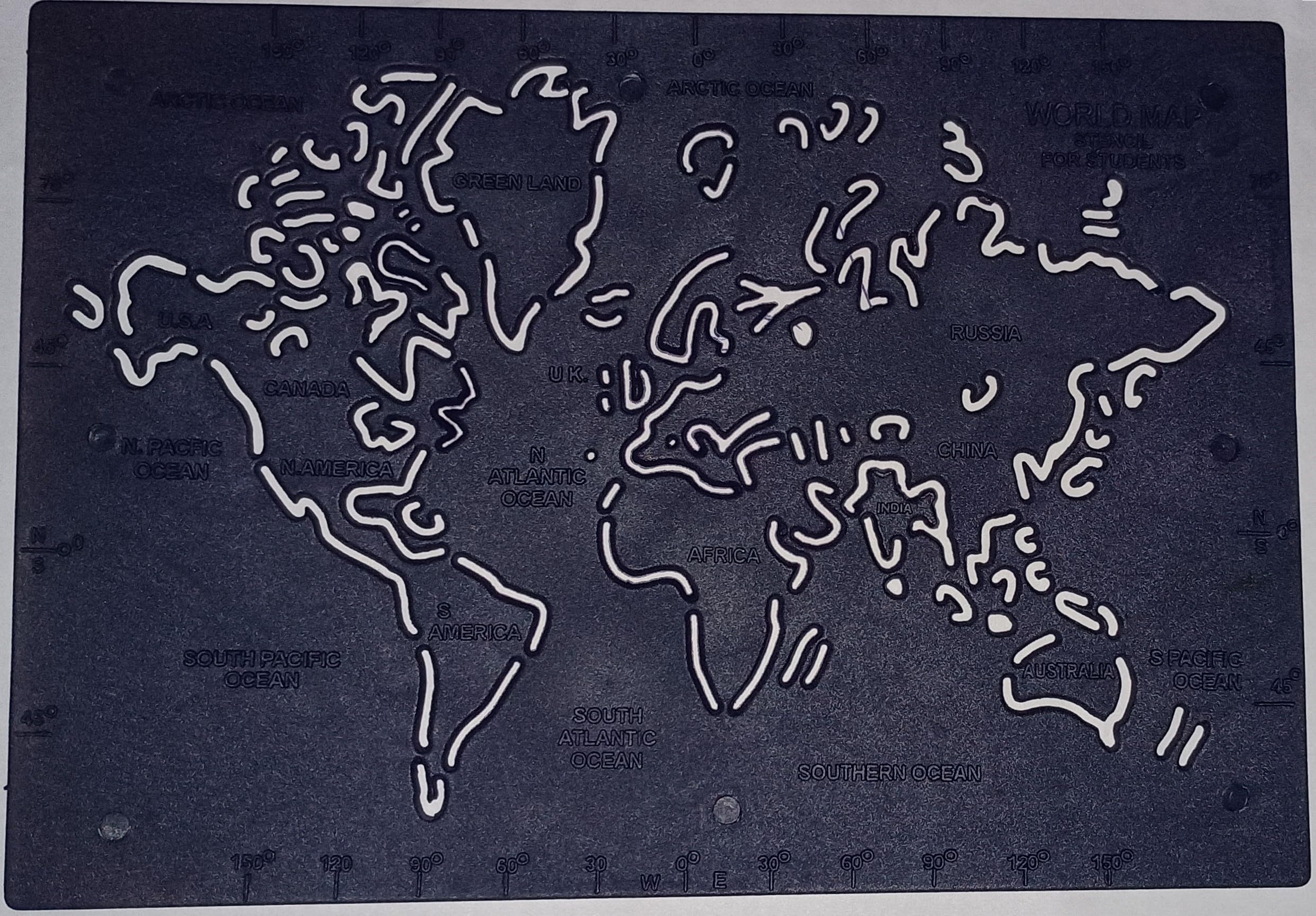 Stencil World Map (22 x 15.5 x 0.5cm) Educational Geography Learning Tool, (World) 1