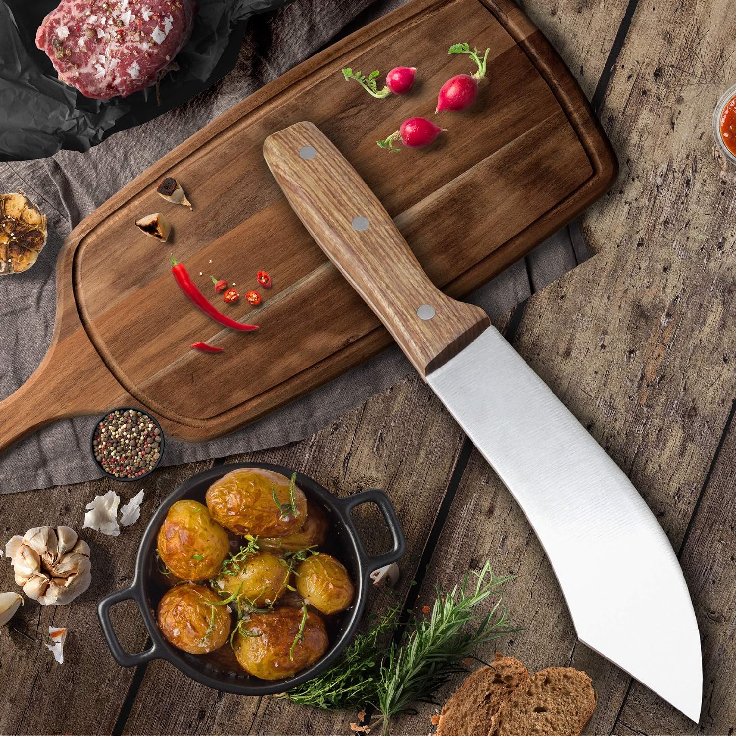 Traditional Forged Premium Stainless Steel Kitchen Butcher Knife Meat Cleaver