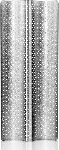 Anaeat Molde para hornear pan francés perforado antiadherente, 15 x 6.3 pulgadas, molde para tostadas premium, plateado