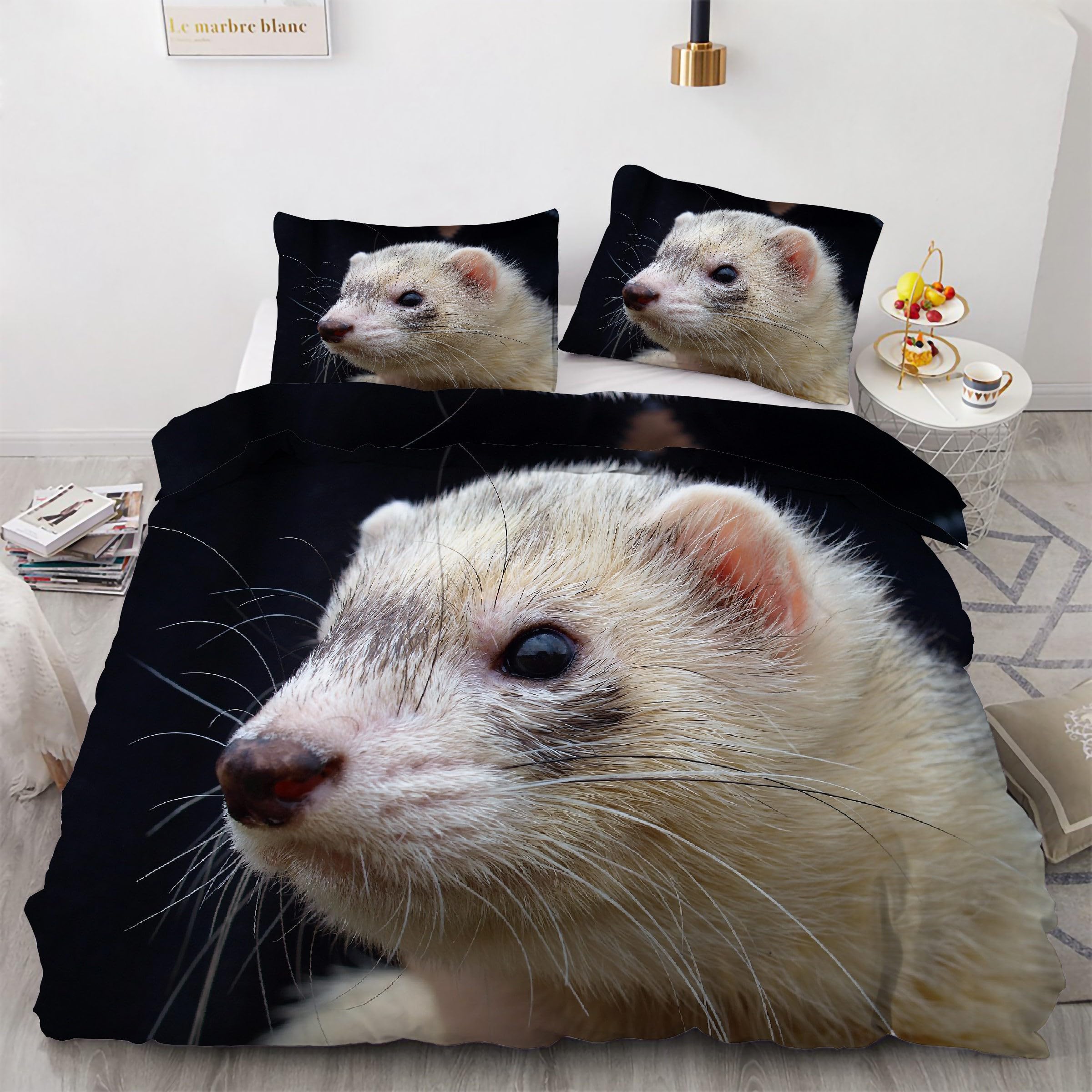 Housse de couette furet 200x200 facile à laver et rapide à enfiler avec zip