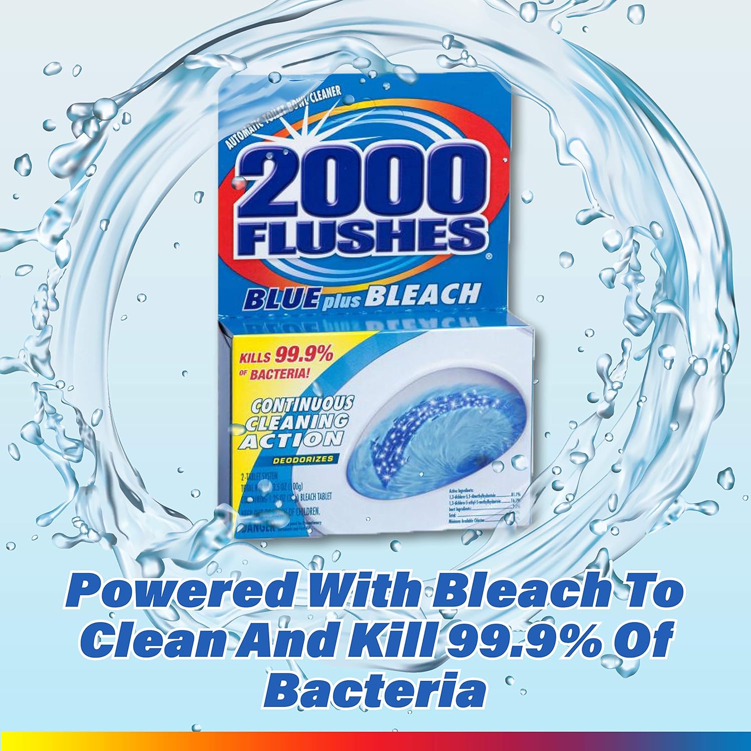 2000 FLUSHES-208017 Blue Plus Bleach Automatic Toilet Bowl Cleaner, 3.5 OZ ( Pack Of 12 )