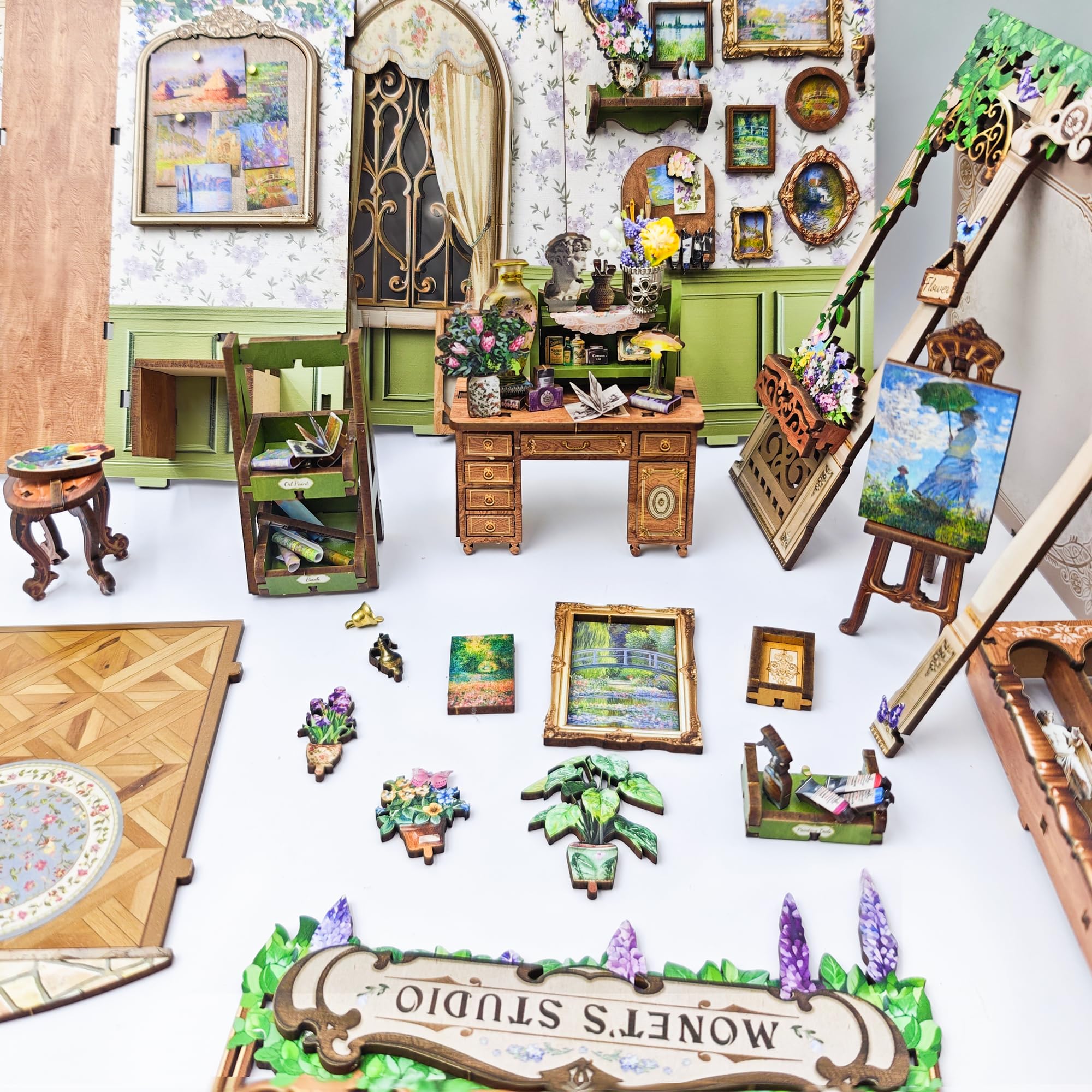 Book Nook - DIY Miniature House, Booknook con decorazione per libreria, modellismo da costruire per adulti - Monet