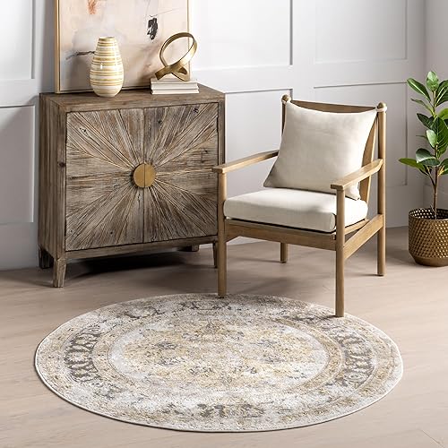 nuLOOM Jodee - Alfombra vintage de medallón, 5 pies, color dorado
