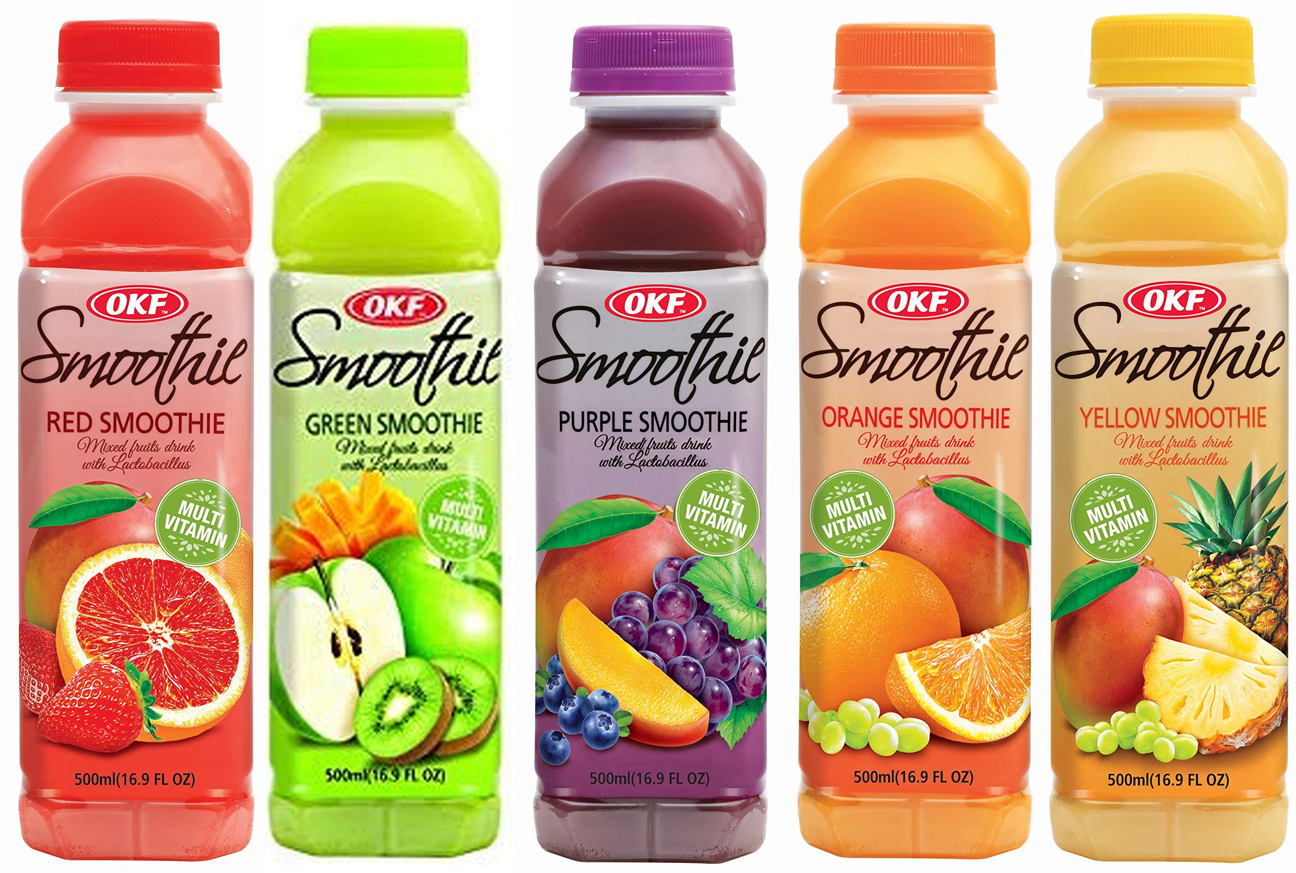 OKF Smoothie, Multi Vitamin Premium New Drink, 16.9 Fluid Ounce (5 Flavor Variety Pack, 6 Pack)