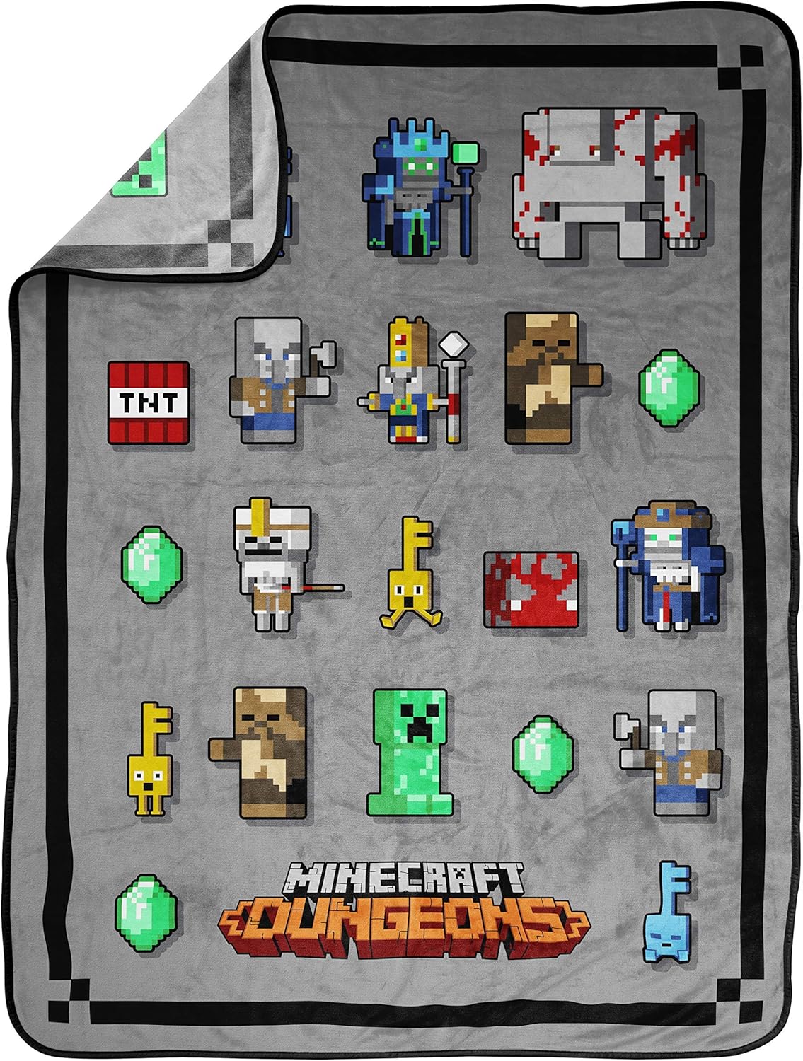 Jay Franco Minecraft Dungeon Mobs Throw Blanket 3-Piece Bundle-Includes Throw, Pillowcases