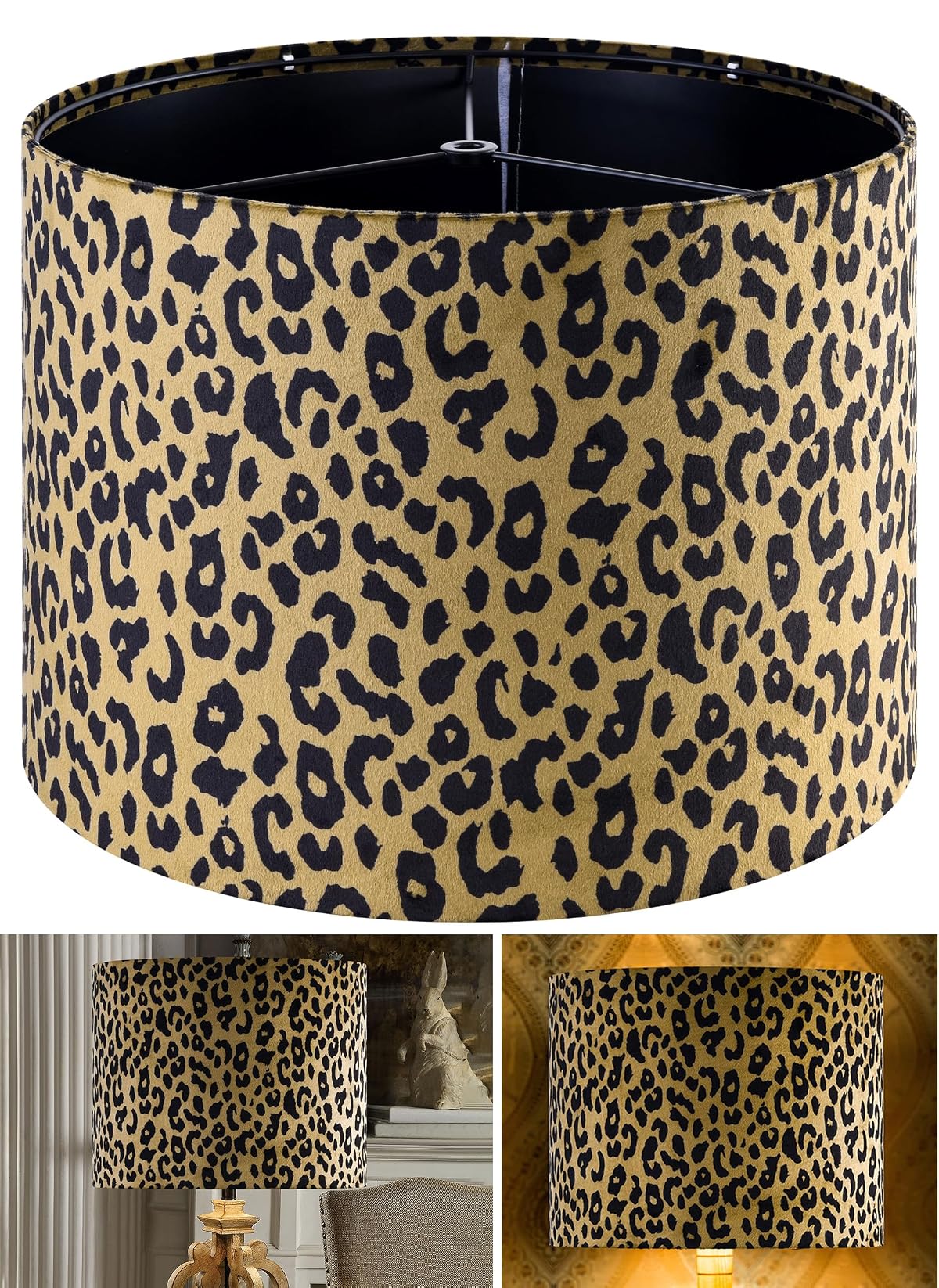 GOSO Large Yellow Leopard Lamp Shade,16 16 10 Spider Fitter for Floor Lamp and