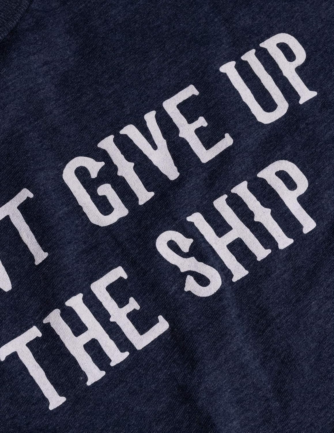 Don't Give Up The Ship & U.S. Sleeve Flag | Naval Veteran Sailor Style Navy Blue Graphic T-Shirt
