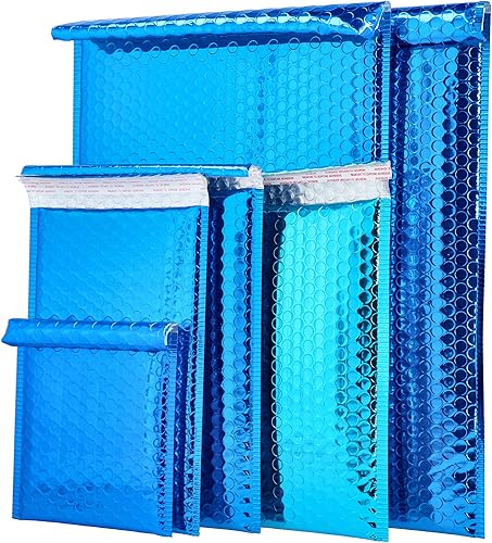 Miniatura 8 de PSBM - Sobres de burbujas rojas, 7.5 x 11 pulgadas, paquete de 250 unidades, metálico brillante, sobre acolchado de envío glamoroso, autosellado y