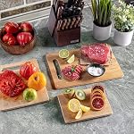 Ensemble de planches à découper - 3 Panneaux de coupe en bambou pour la cuisine, Planche à Découper en bois, Planches à Préparer, Viande, Légumes, Fruits, Pains, Fromages, Servir, Plancher à Décoper