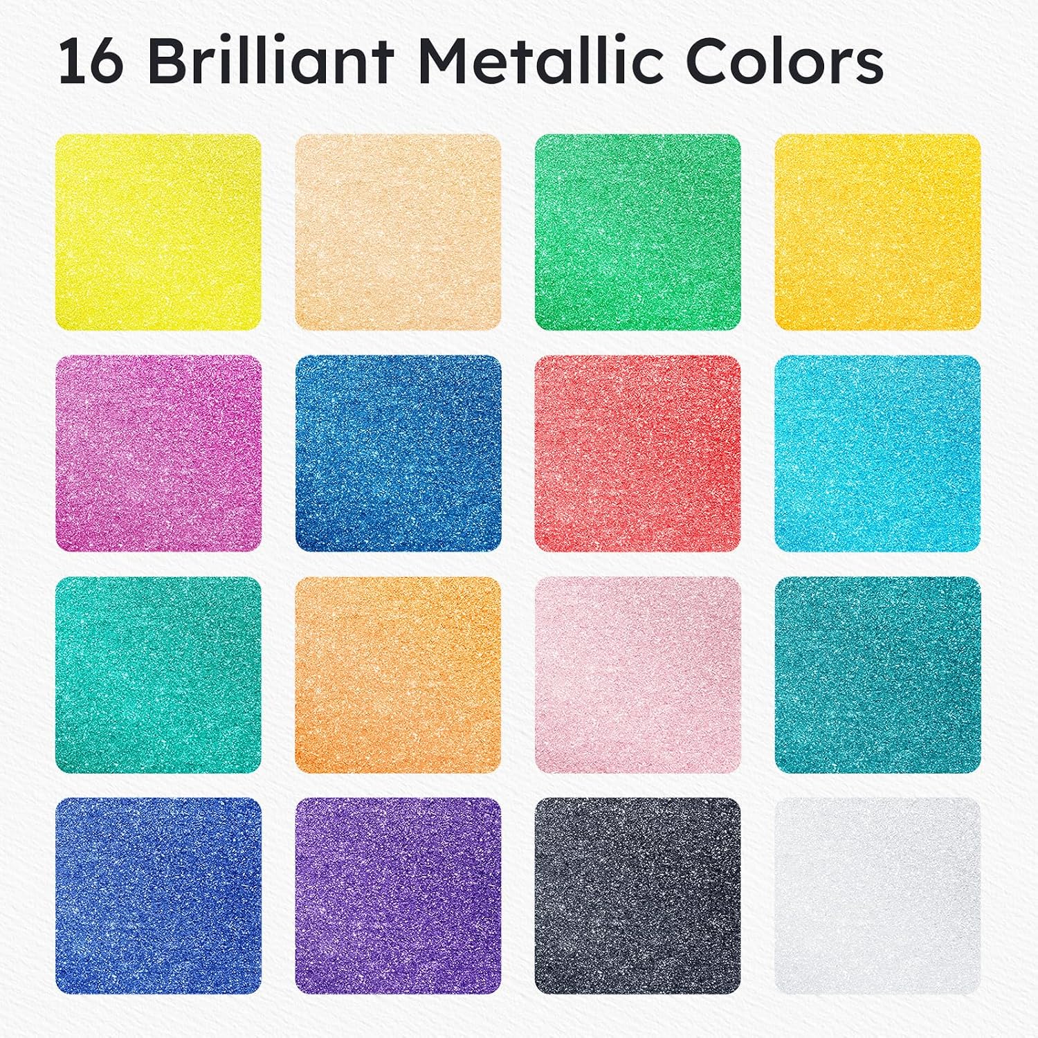 ANYUKE Glitter Markers,16 Colors Metallic Marker Sparkle Pens for Adults, Arts & Crafts Supplies,Rock Painting, Wood, Scrapbook, Birthday Cards, Dual Tip Metallic Acrylic Paint Markers Set of 8