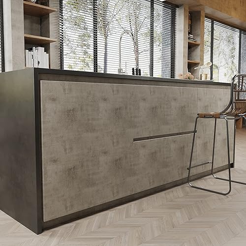 Miniatura 7 de VEELIKE Papel tapiz de hormigón gris pardo envejecido para despegar y pegar de 15.7 x 118 pulgadas, papel de contacto de hormigón texturizado para