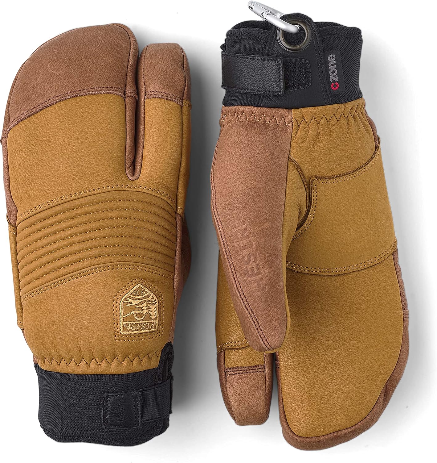 Hestra Vertical Cut CZone 3-Finger Leather Winter Glove - Windproof and Waterproof, Versatile 3-Finger Glove for Skiing, Snowboarding and Snow