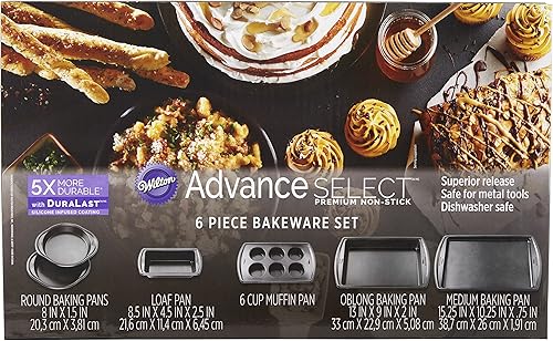 Miniatura 3 de Wilton Advance Select - Juego de utensilios antiadherentes para hornear, 6 piezas, acero, plateado
