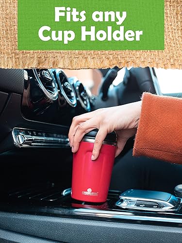 Miniatura 5 de Taza de café reutilizable con tapa y asa, taza de café aislada de acero inoxidable para bebidas calientes y frías, tazas de viaje ideales, vaso 100%