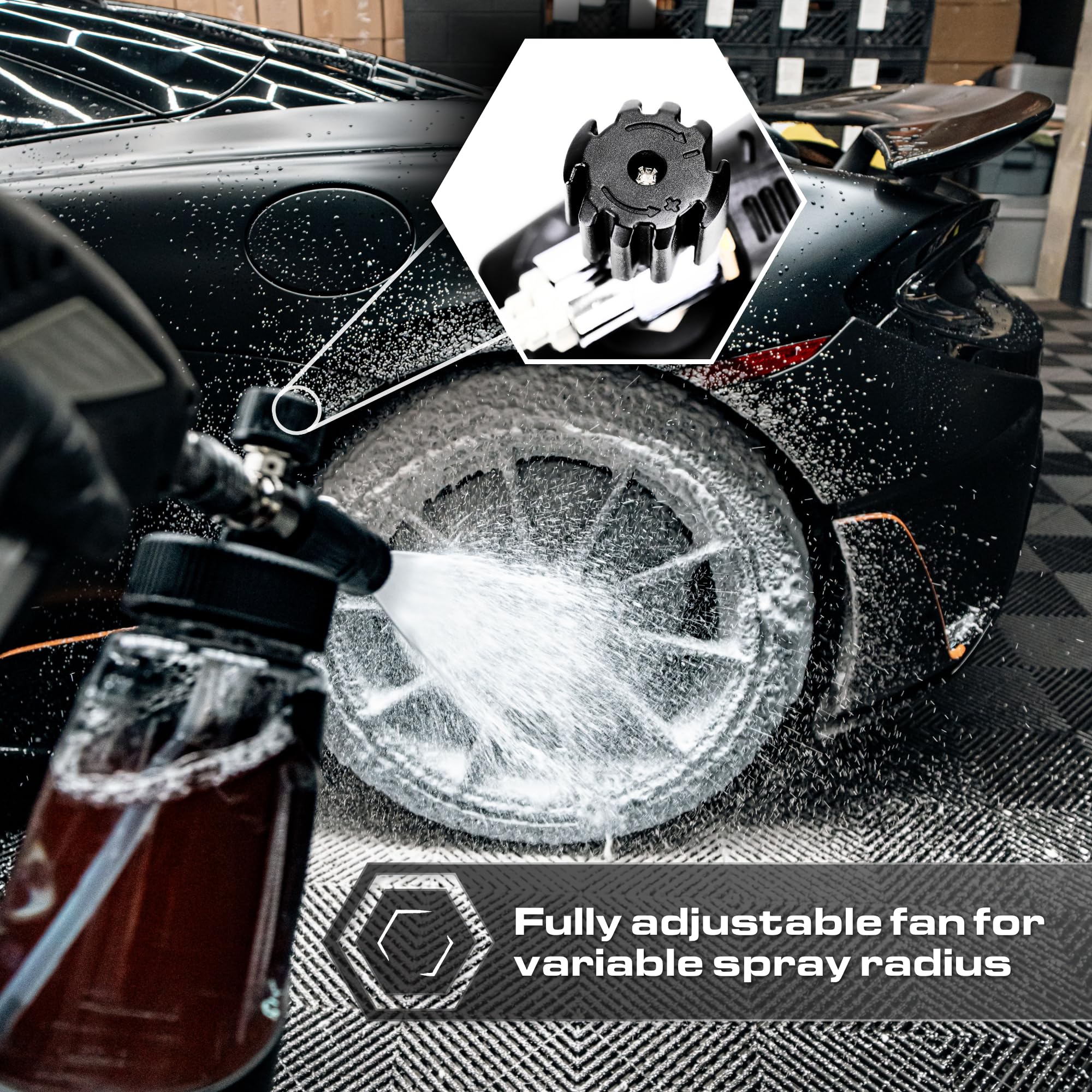 Blackline® Cañón ultra espuma, lanza de espuma de nieve ajustable para lavadora a presión, cañón de espuma de lavado de coche resistente con conexión rápida de 0.25 pulgadas, botella de boca ancha