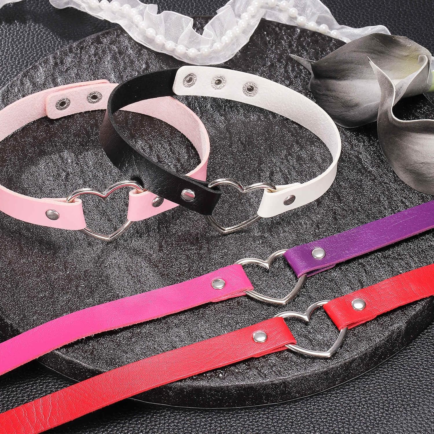 MECCANIXITY PU Leather Chokers, Love Heart Chokers Collar Necklace Gothic Punk Grunge Necklace Gothic Jewelry Accessories - Image 6