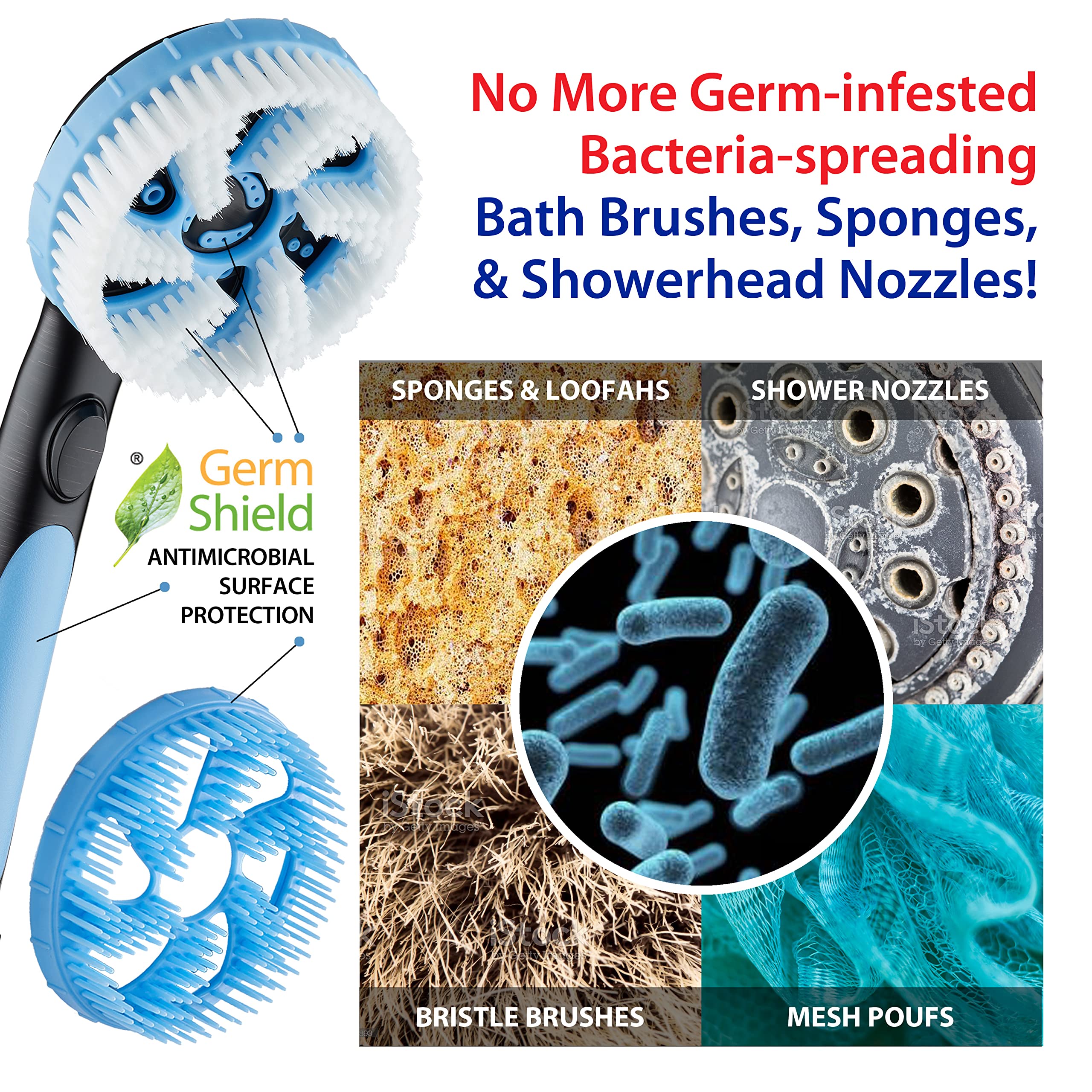 Hotel Spa Aquassage 6 en 1 de alta presión - Combo de 3 vías de 76 modos, cabezal de ducha, ducha de mano, cuerpo, cepillo para el cabello y brazo en uno, dos soportes, manguera de acero inoxidable