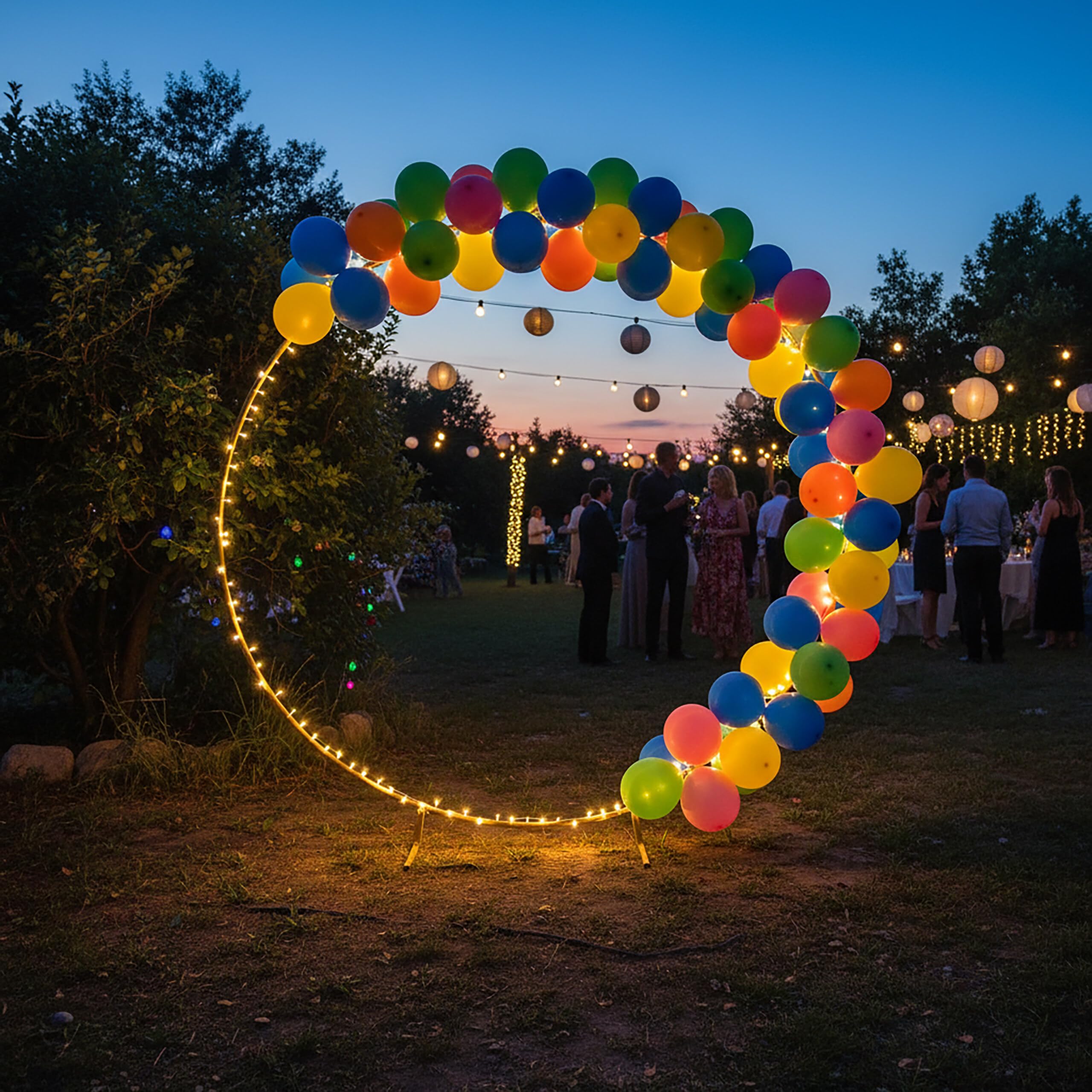 Relaxdays Arche Ronde en métal dorée pour Mariage, Anniversaire, fiançailles, Fleurs, Ø 195 cm, Arc décoratif
