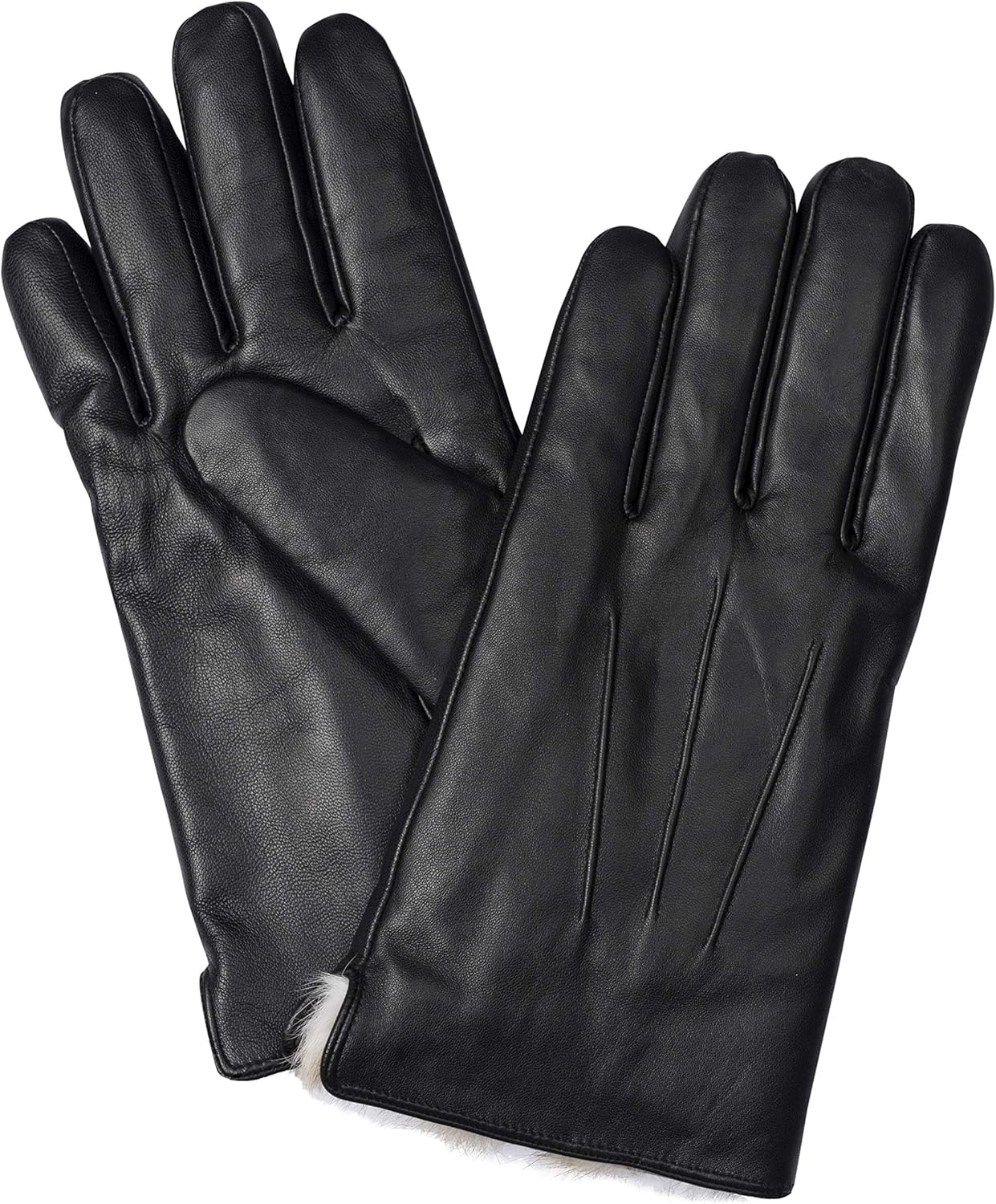 Authentic Sheepskin Leather Winter Gloves for Men with Rabbit Fur Lining + Gift Box - Image 2