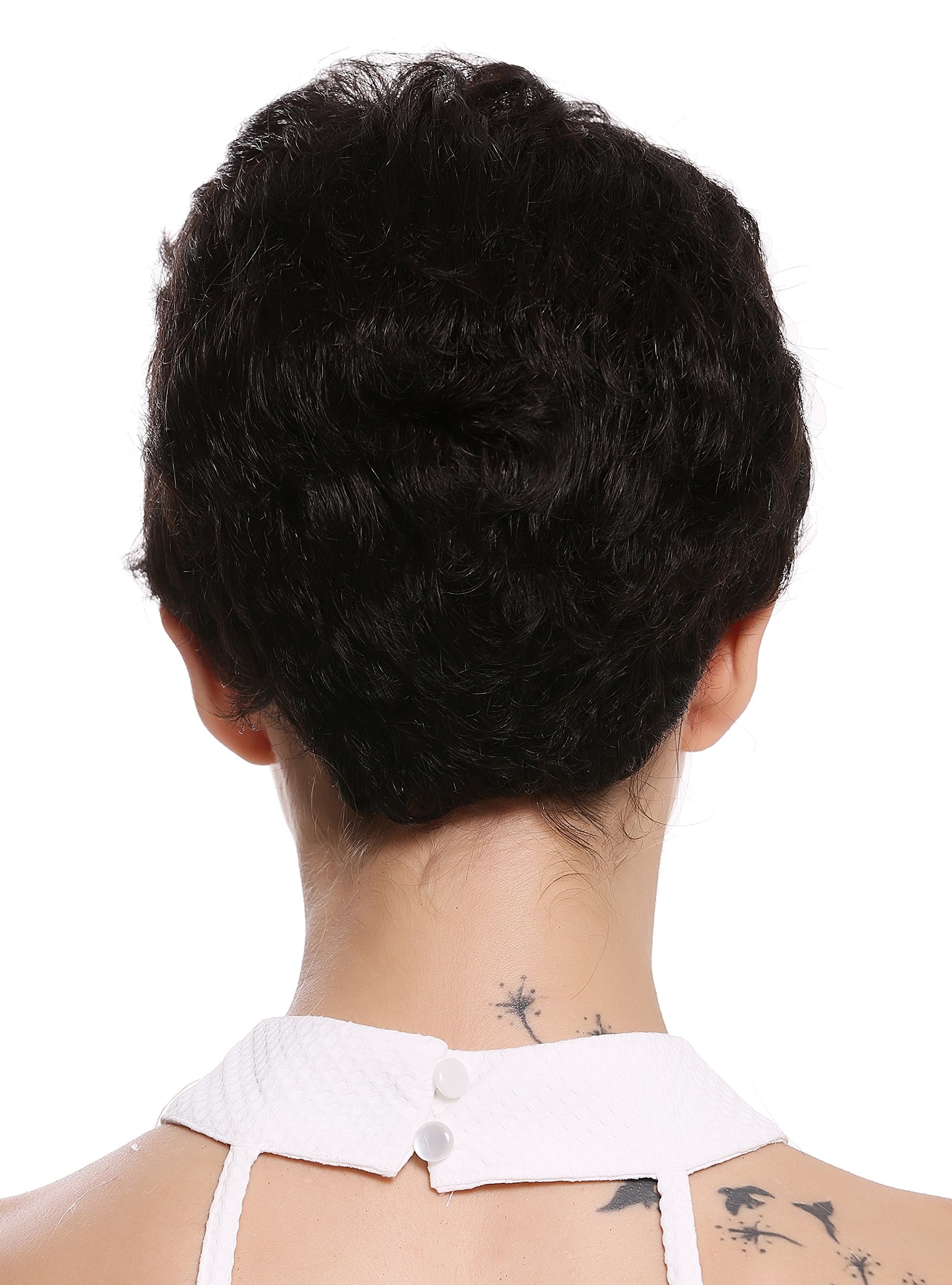 WIG ME UP - B-HH-12-0 Parrucca Donna Uomo Capelli veri Corta Ondulata Alla moda Ciuffo Non colorata Tono naturale Bruno cupo