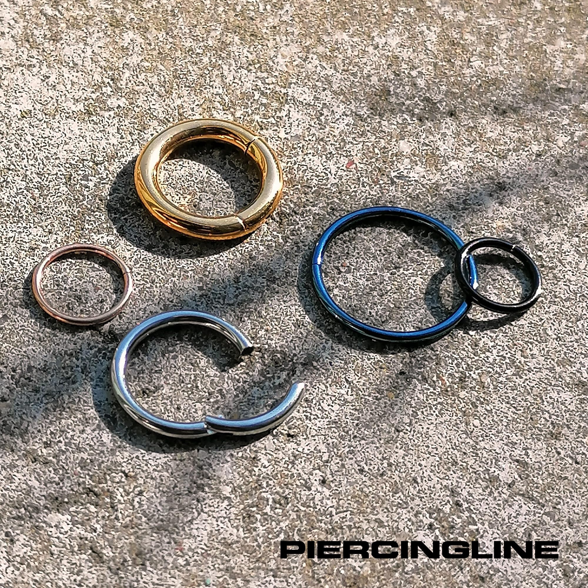 PIERCINGLINE Anillo segmento Clicker de acero quirúrgico – Piercing en oro, plata, rosa, negro o azul – para nariz, tabique, oreja, hélice o tragus — view 7