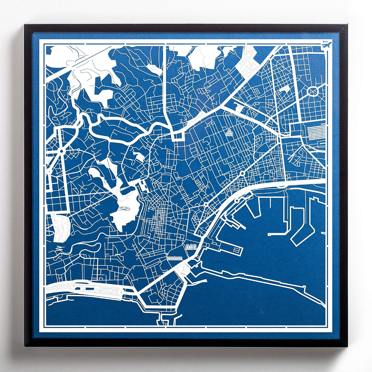Naples Paper Cut Map White 30x30 cm Paper Art - Image 5
