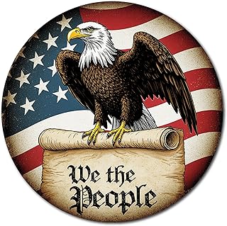 We The People Magnet - 5" Round Bald Eagle & American Flag, Durable Weatherproof Magnetic Decal for Trucks, Outdoor Displays and Everyday Patriotism, Proudly Crafted in USA