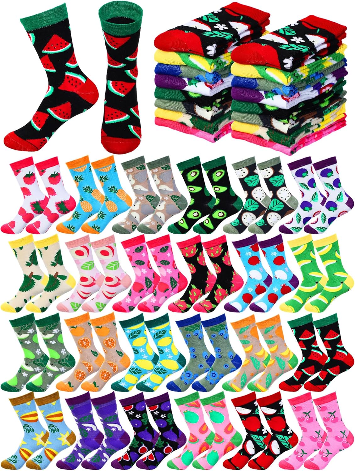 Shinymoon 24 Pairs Funny Socks Bulk Fancy Novelty Pattern Socks for Women Men Girls Holiday Gifts